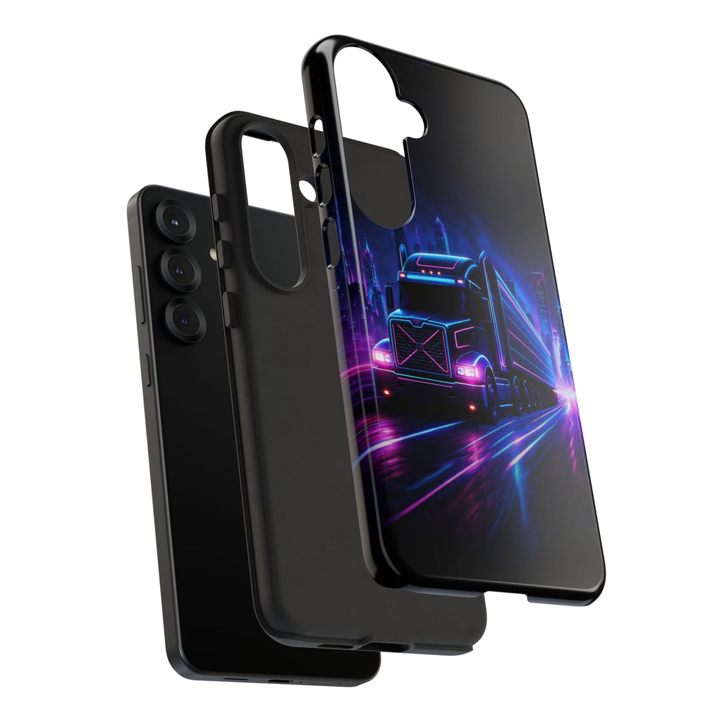 Neon Retro Rig Phone Case — Trucker Semi Truck Nightscape Protective Case