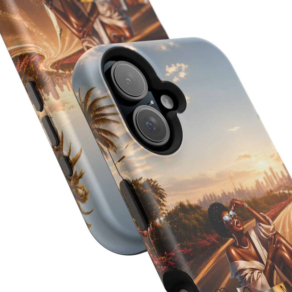 Phone Case - 'Retail Therapy' Magnetic Impact-Resistant Case, Sunset Shopping Design