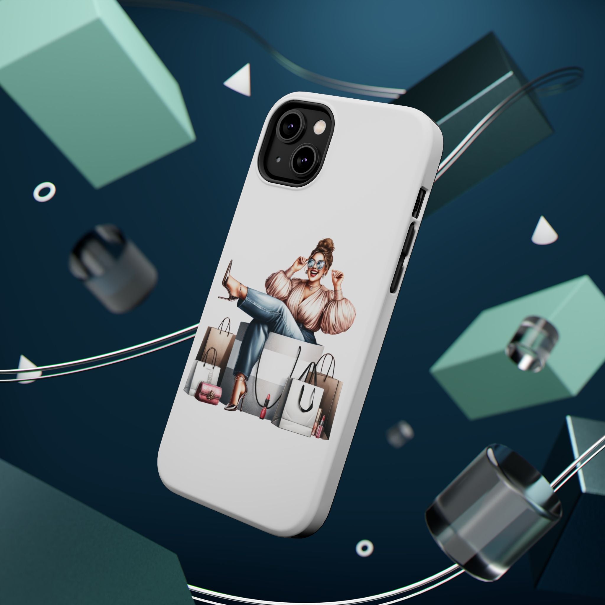 Magnetic Impact-Resistant Case — Luxury Shopper Goddess on Clouds Phone Cover