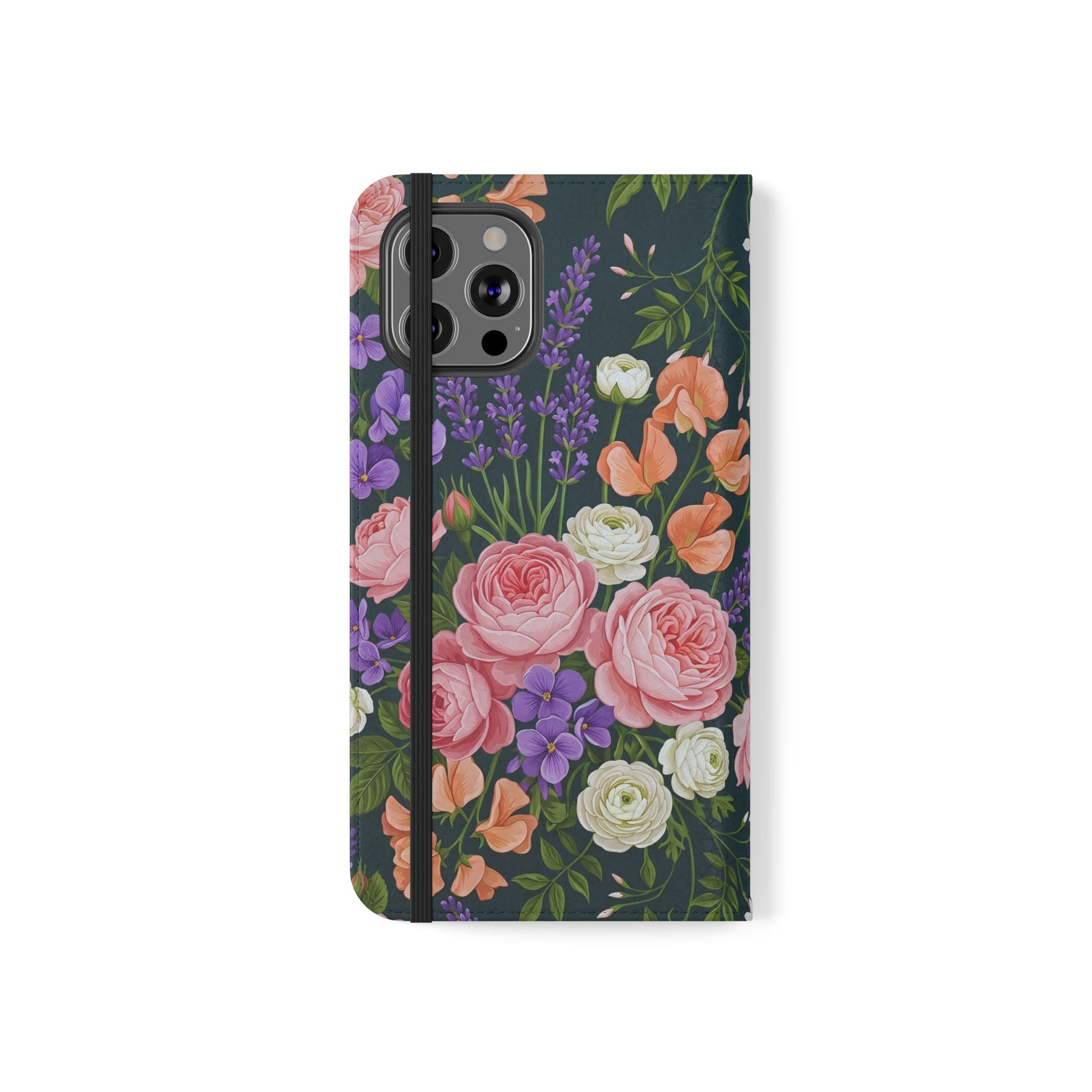 Floral Flip Phone Case -Wallet Cover with Card Slots