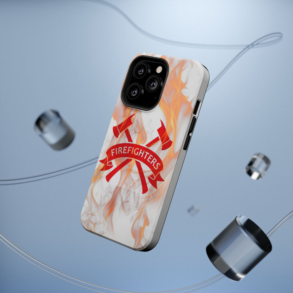 Firefighters Magnetic Impact-Resistant Phone Case — Flame Design with Maltese Cross
