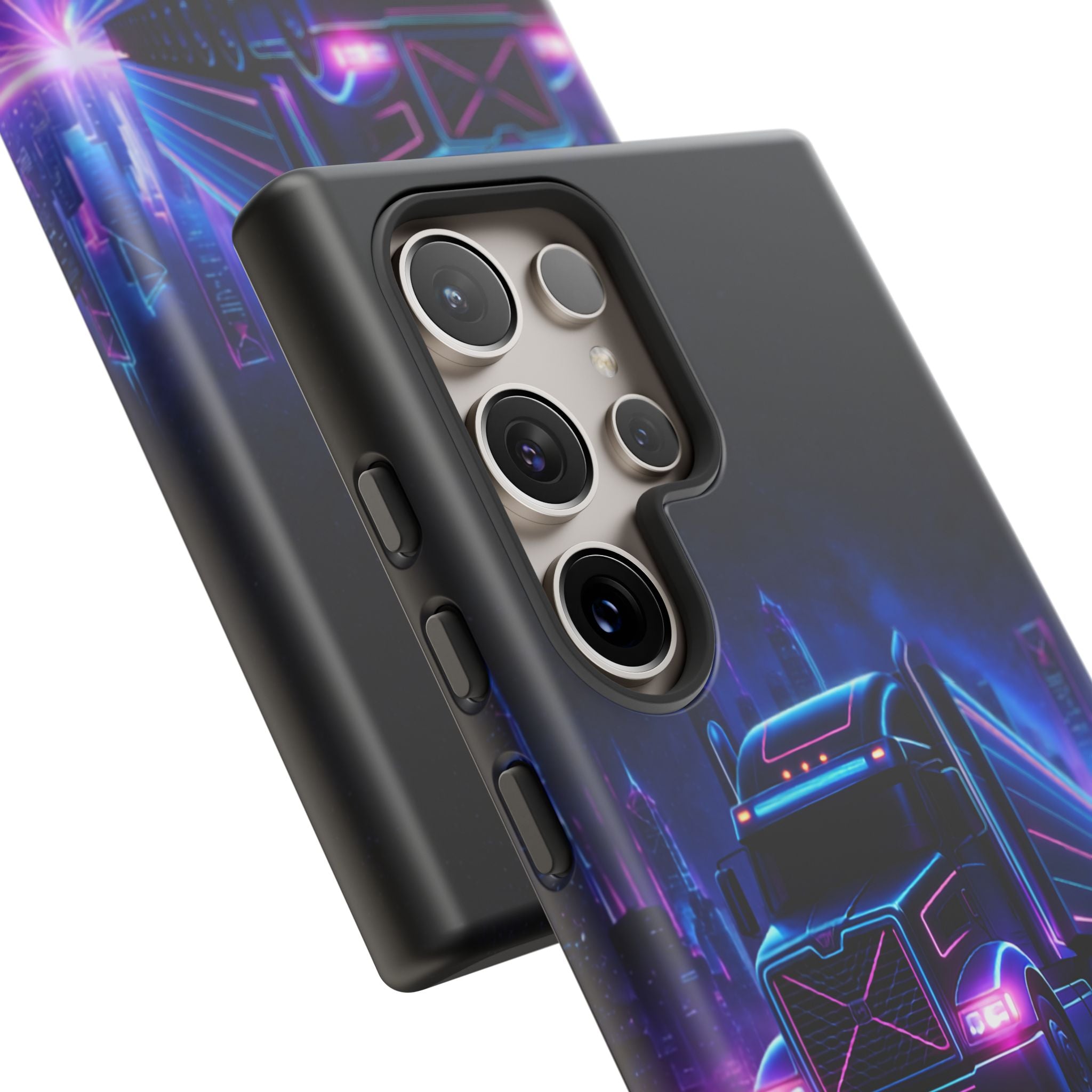 Neon Retro Rig Phone Case — Trucker Semi Truck Nightscape Protective Case