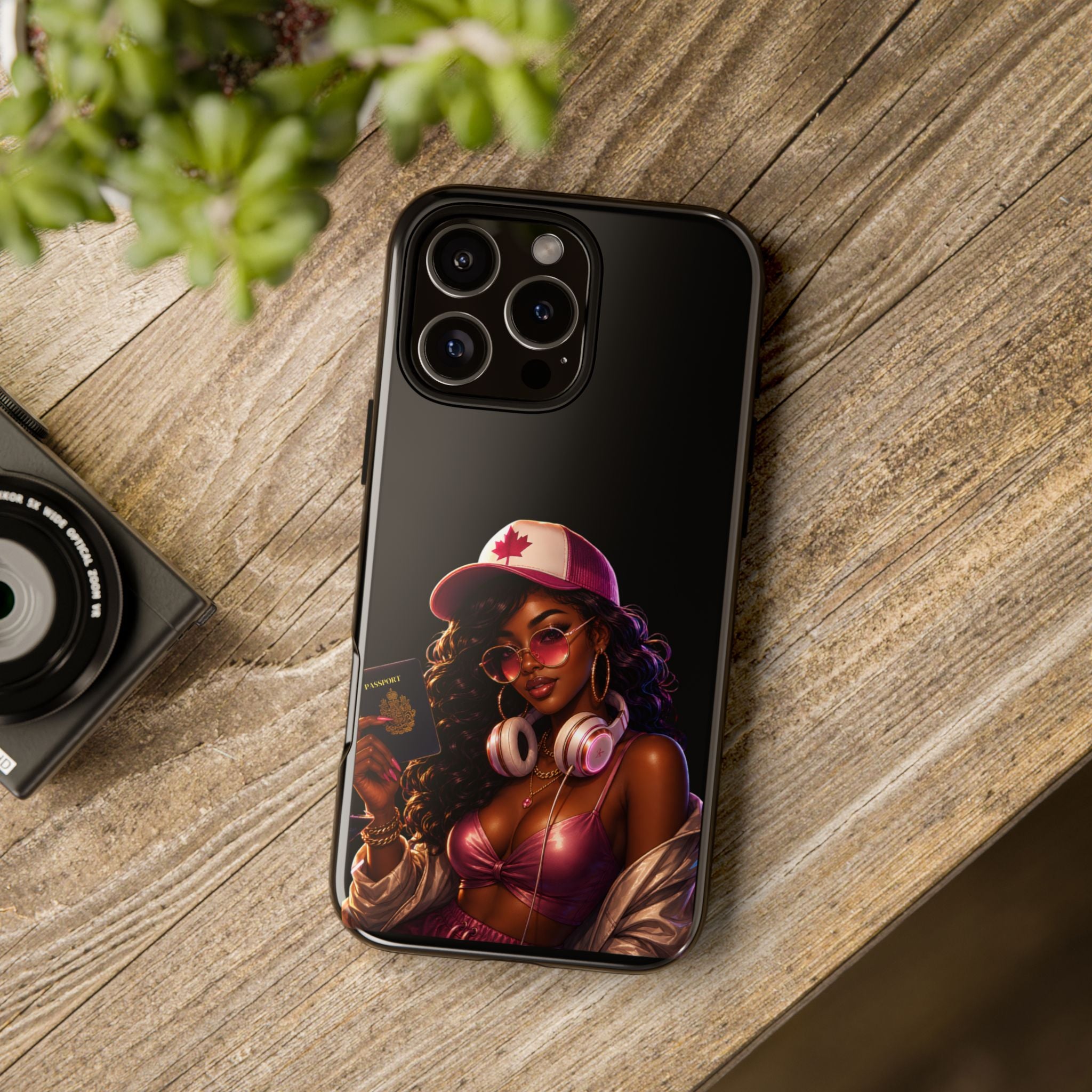 Phone Case — Stylish Urban Woman Design with Maple Cap