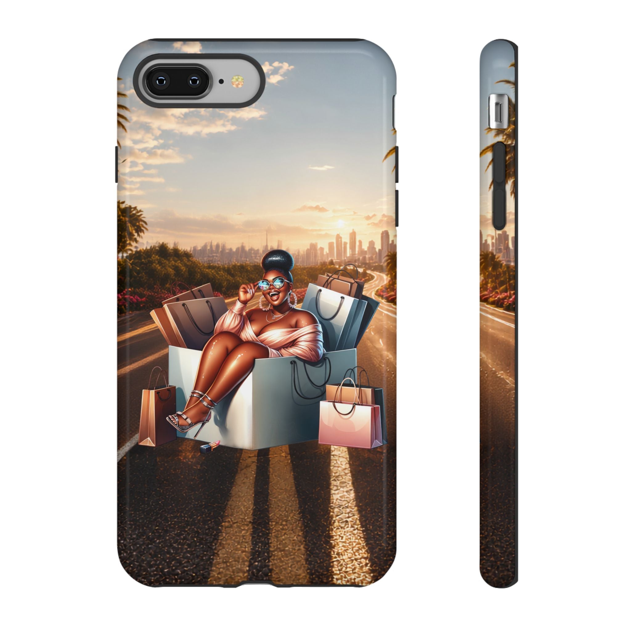 Phone Case — Chic Shopper Illustration on Cloud Background