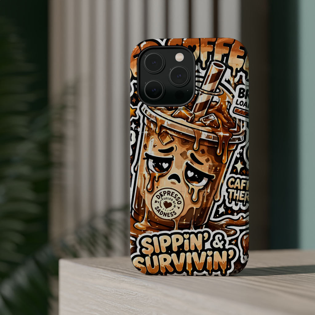 Iced Coffee Phone Case — “Sippin' & Survivin'” Magnetic Impact-Resistant Case