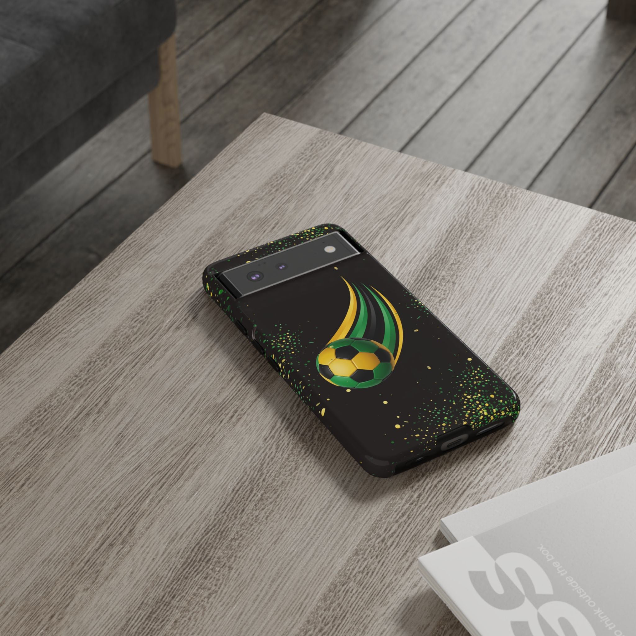 Soccer Comet Tough Phone Case – Green & Yellow Football Design