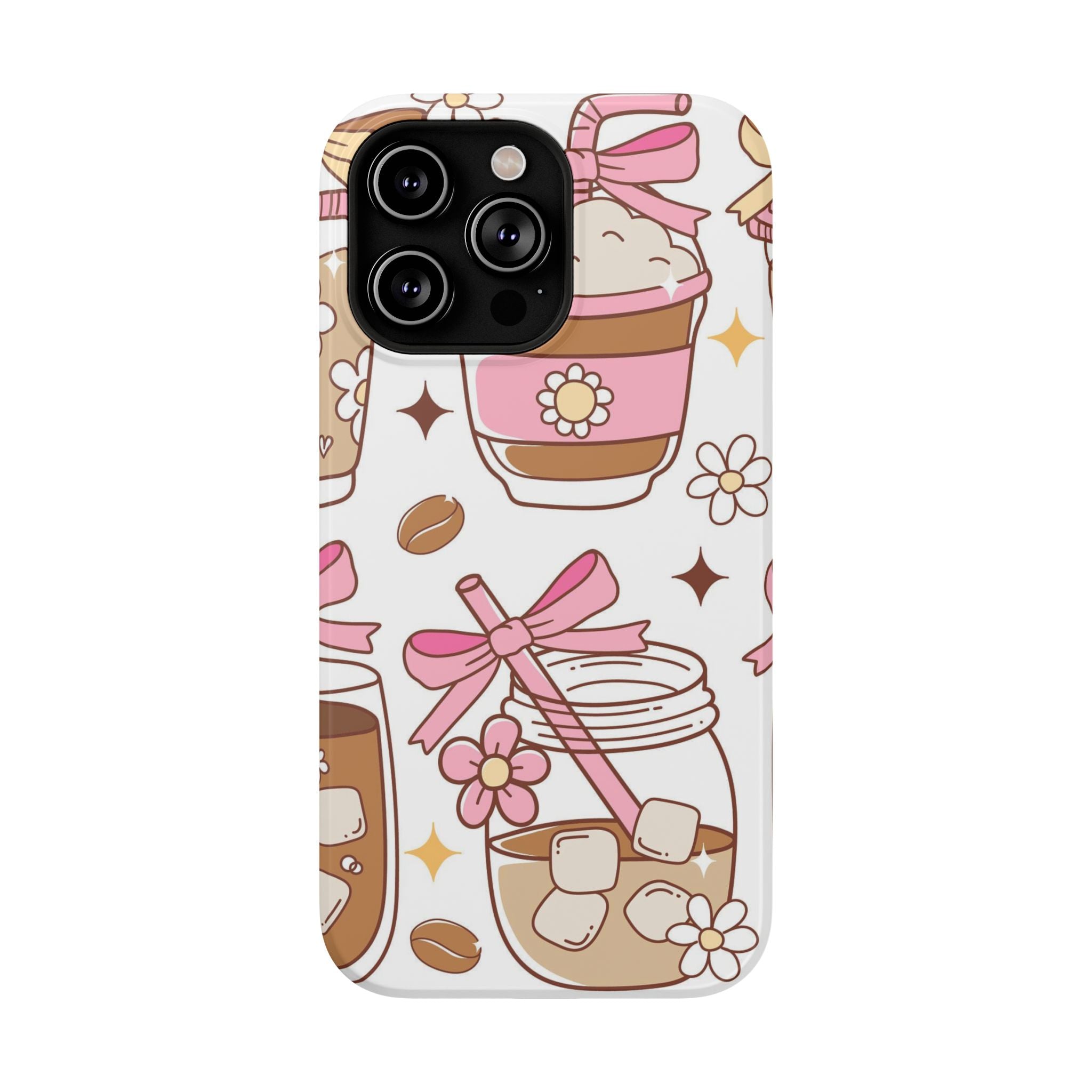 Cute Pink Coffee & Latte Pattern Impact Phone Case