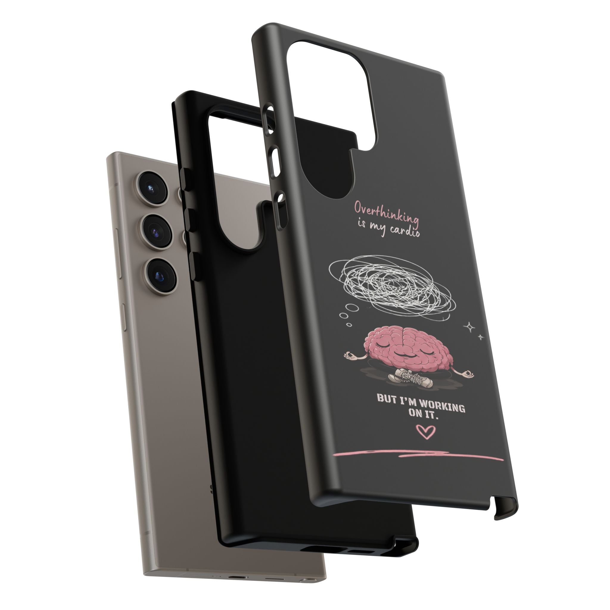 Phone Case — "Overthinking Is My Cardio" Cute Meditating Brain Protective Case