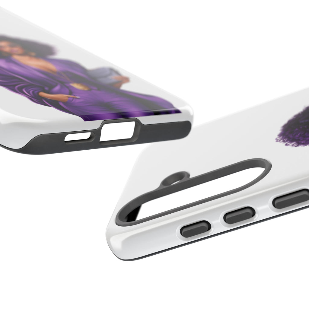 Purple Power Woman Phone Case — Afro Chic Businesswoman Protective Phone Cover