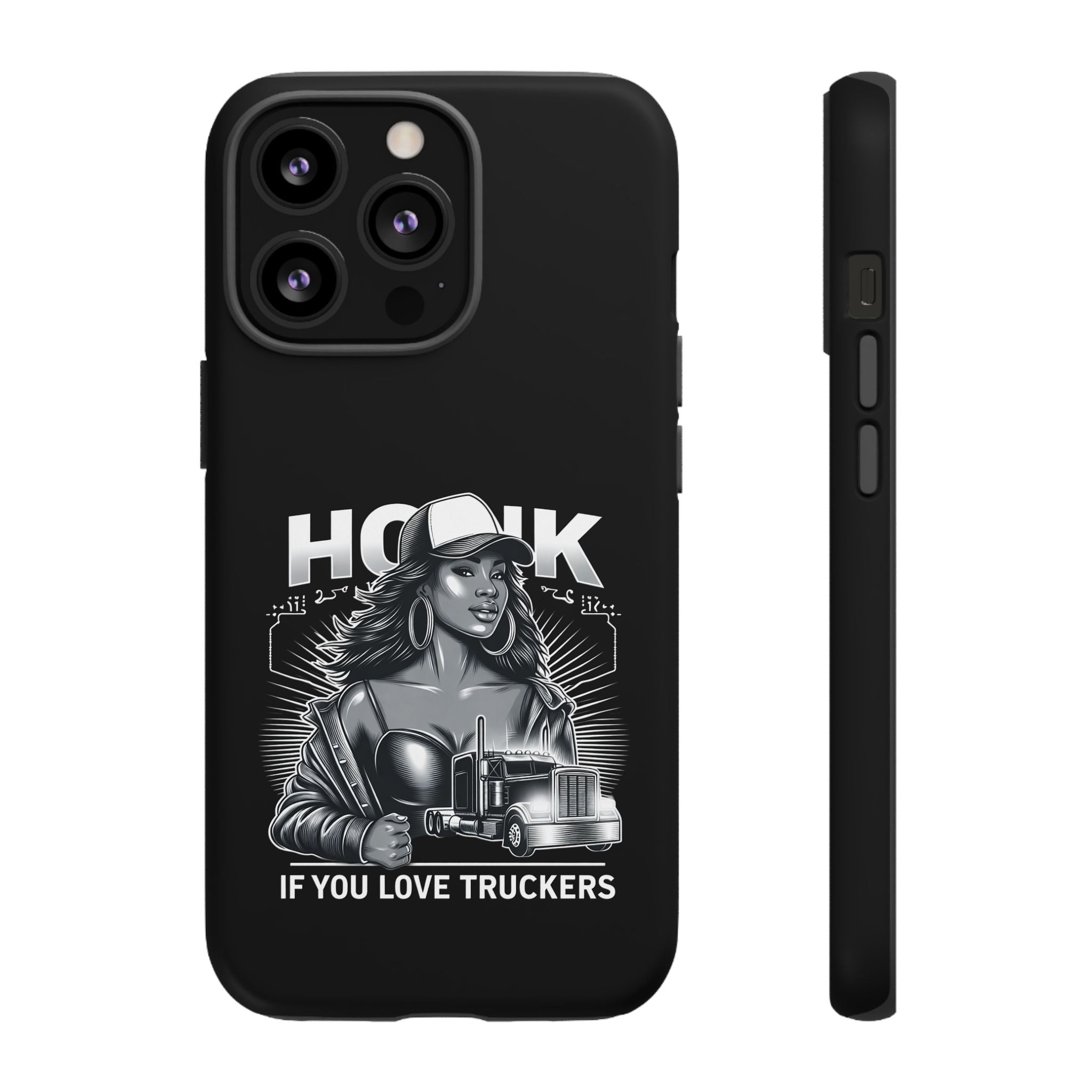 Phone Case — 'Honk' Trucker Girl Retro Semi Truck Protective Case