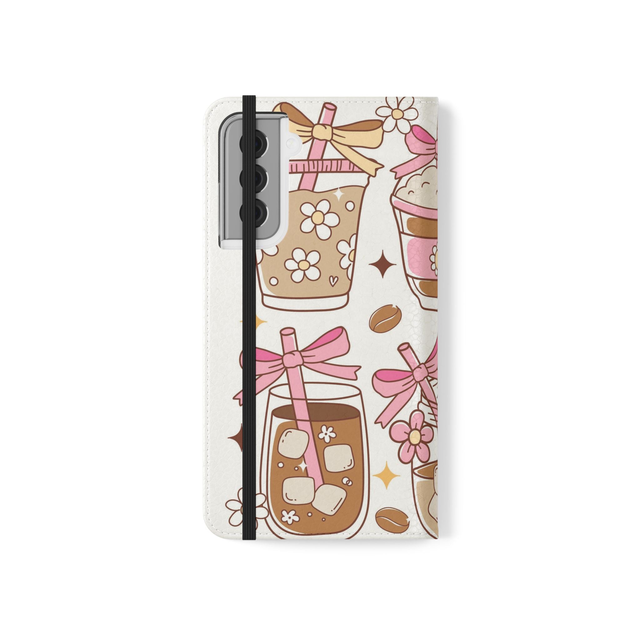 Cute Coffee & Latte Flip Phone Case – Cozy Boba & Dessert Wallet Cover