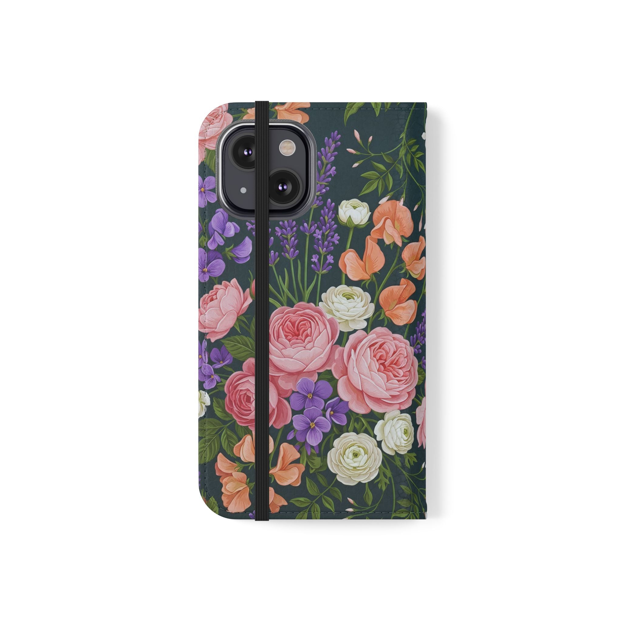 Floral Flip Phone Case -Wallet Cover with Card Slots