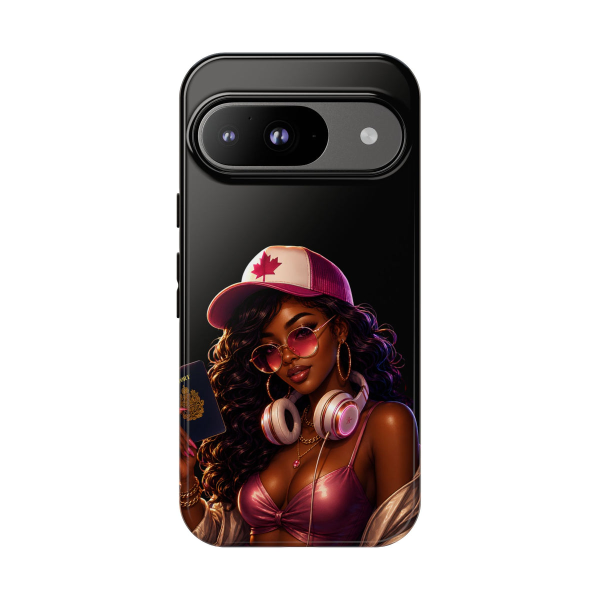 Phone Case - Cool Urban Woman with Headphones & Maple Hat