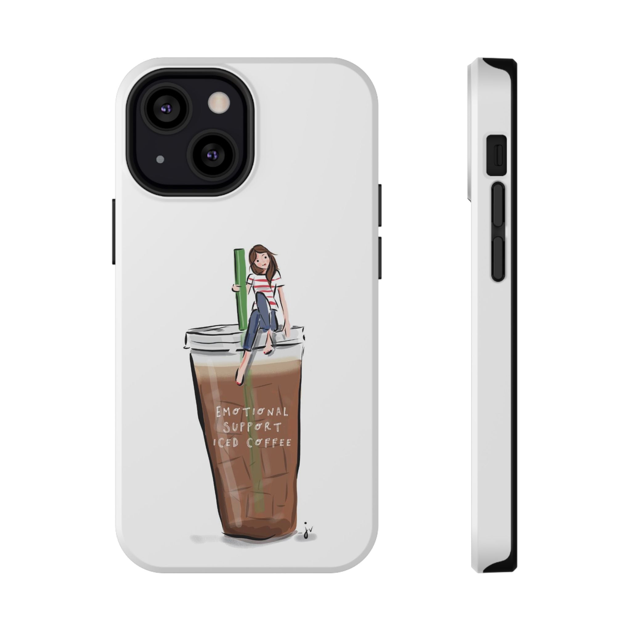 Iced Coffee & Me Phone Case — Cute Illustration 'Emotional Support Iced Coffee' Impact-Resistant Case
