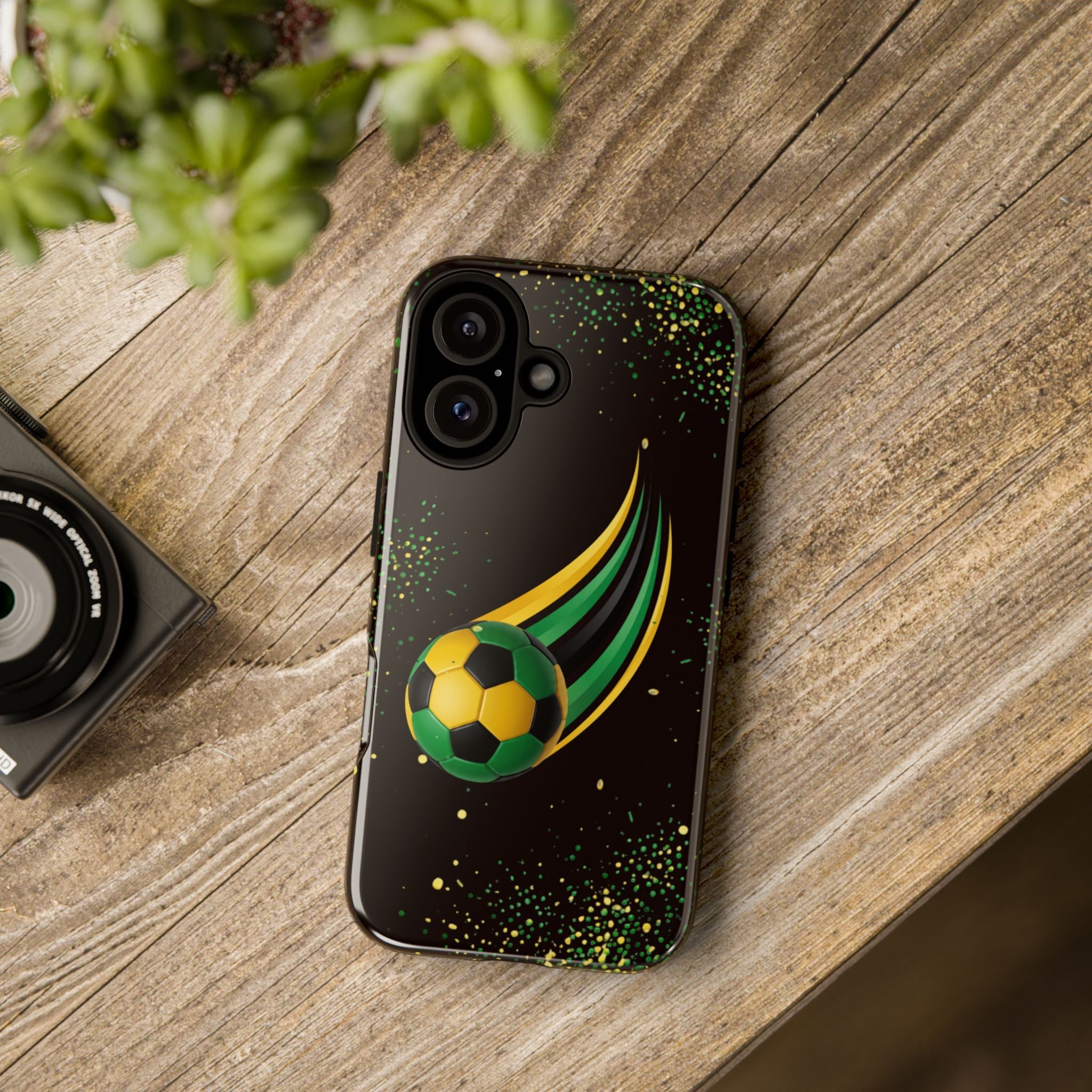 Soccer Comet Tough Phone Case – Green & Yellow Football Design