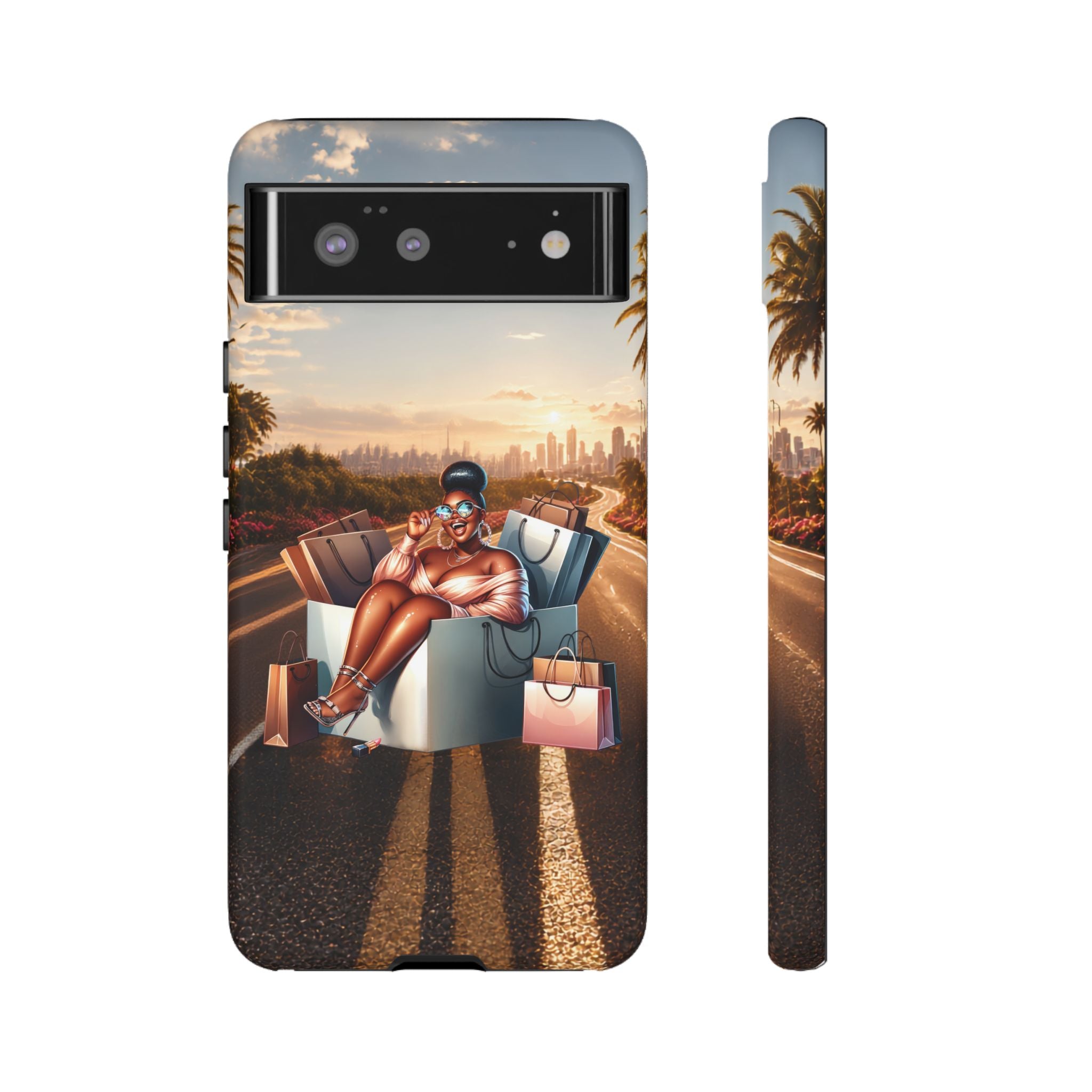 Phone Case — Chic Shopper Illustration on Cloud Background