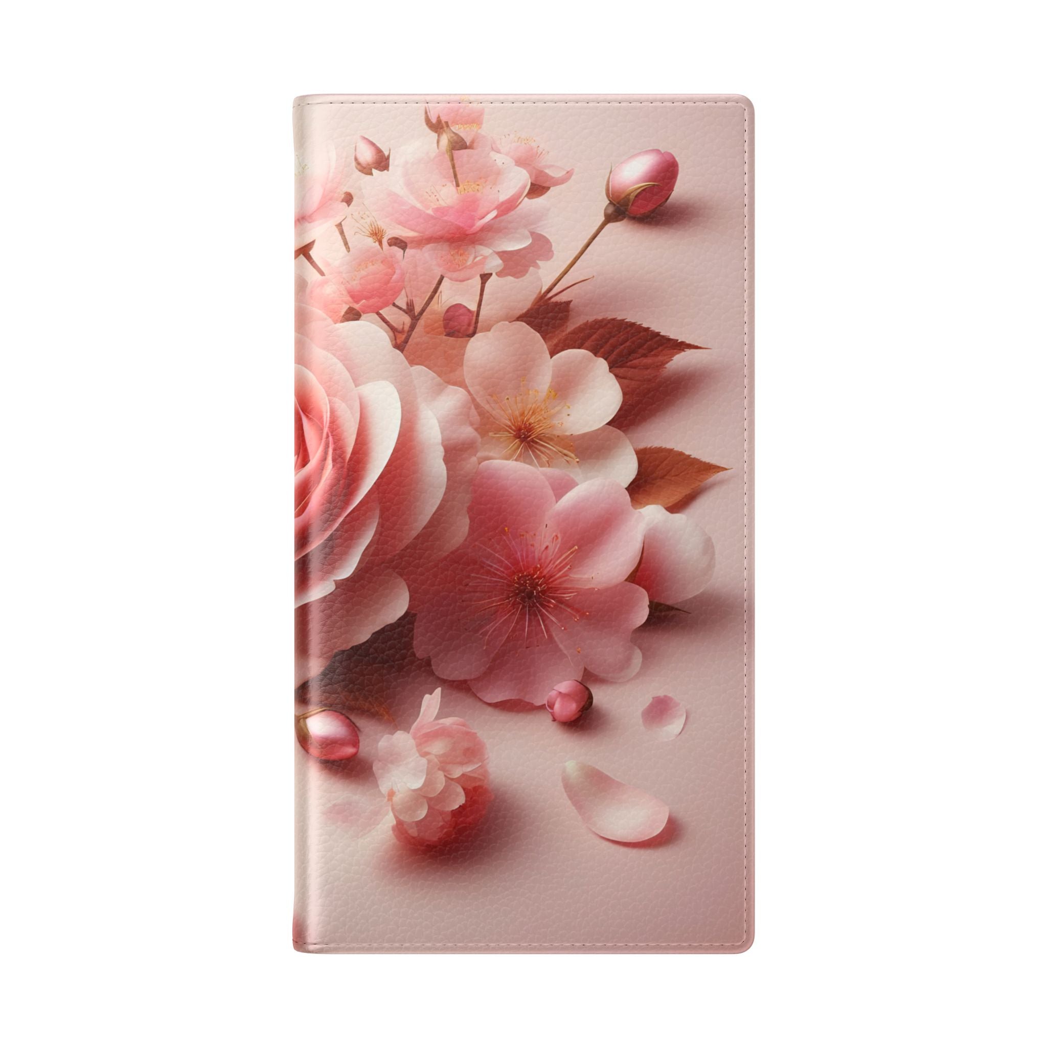 Floral Rose Flip Case — Pink Blossom Wallet Phone Cover