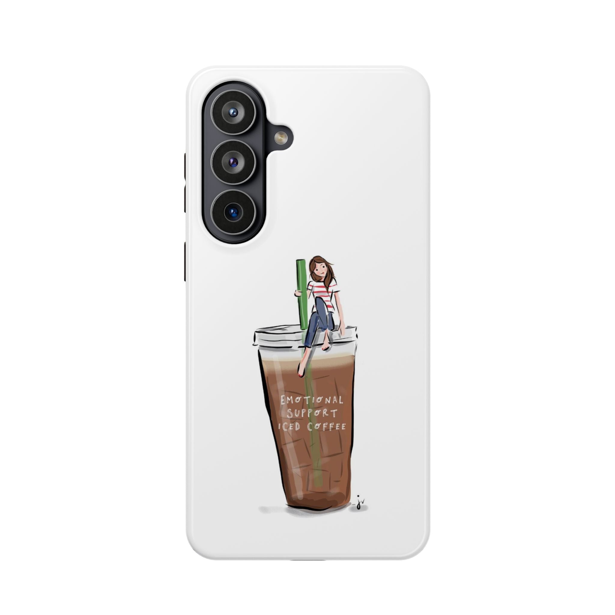 Iced Coffee & Me Phone Case — Cute Illustration 'Emotional Support Iced Coffee' Impact-Resistant Case