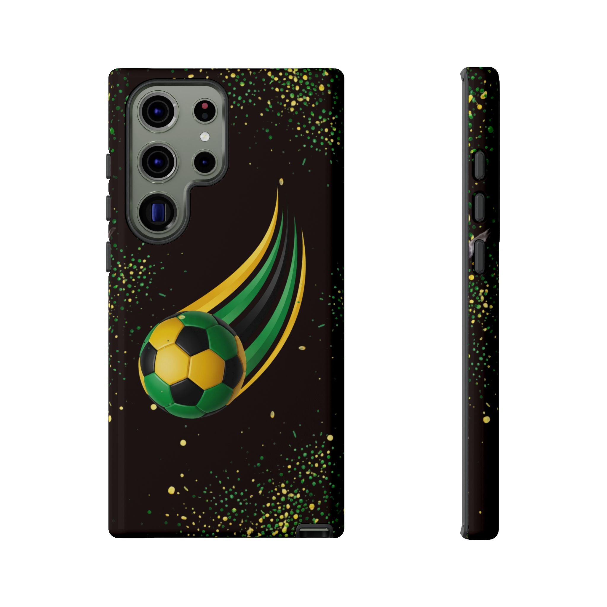 Soccer Comet Tough Phone Case – Green & Yellow Football Design