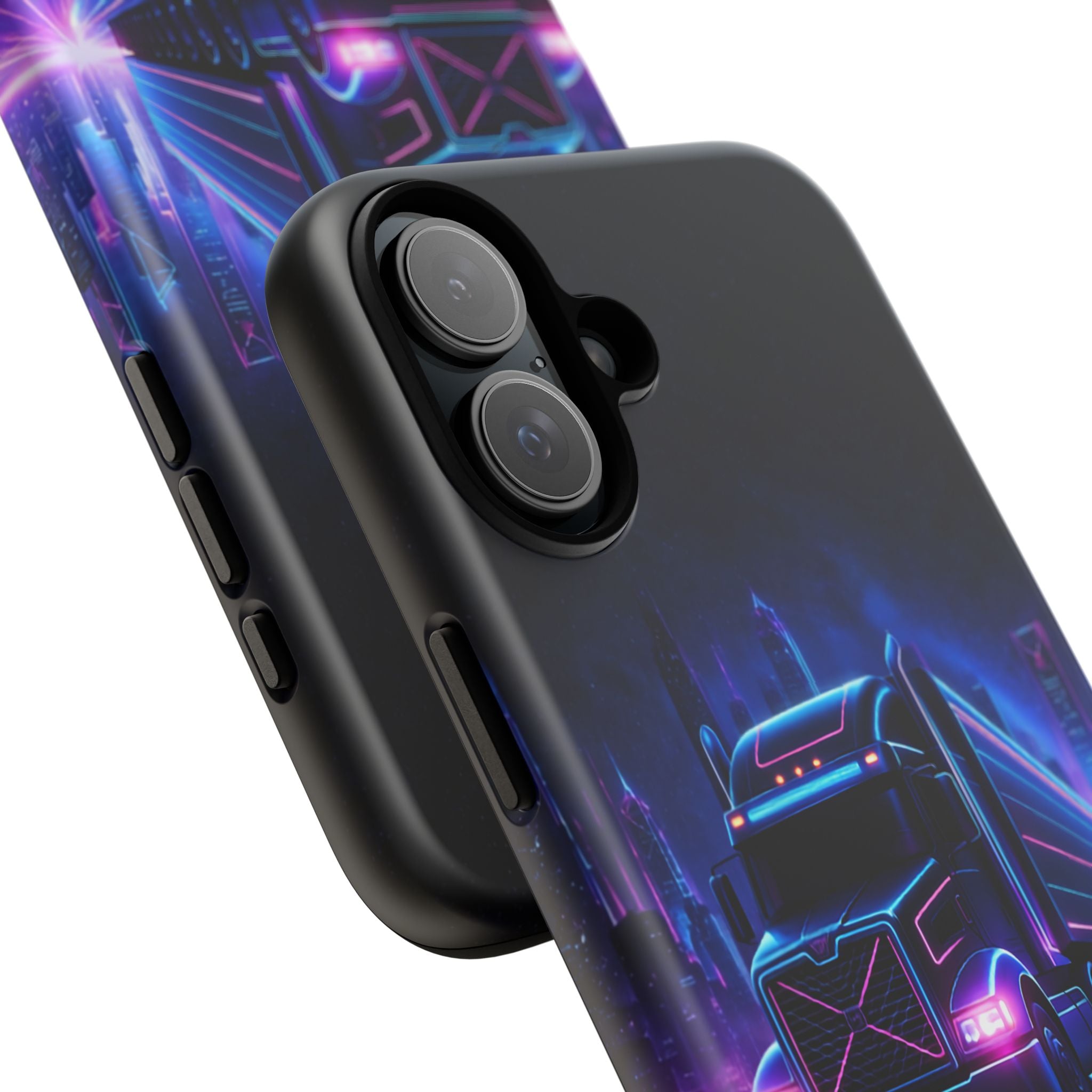 Neon Retro Rig Phone Case — Trucker Semi Truck Nightscape Protective Case