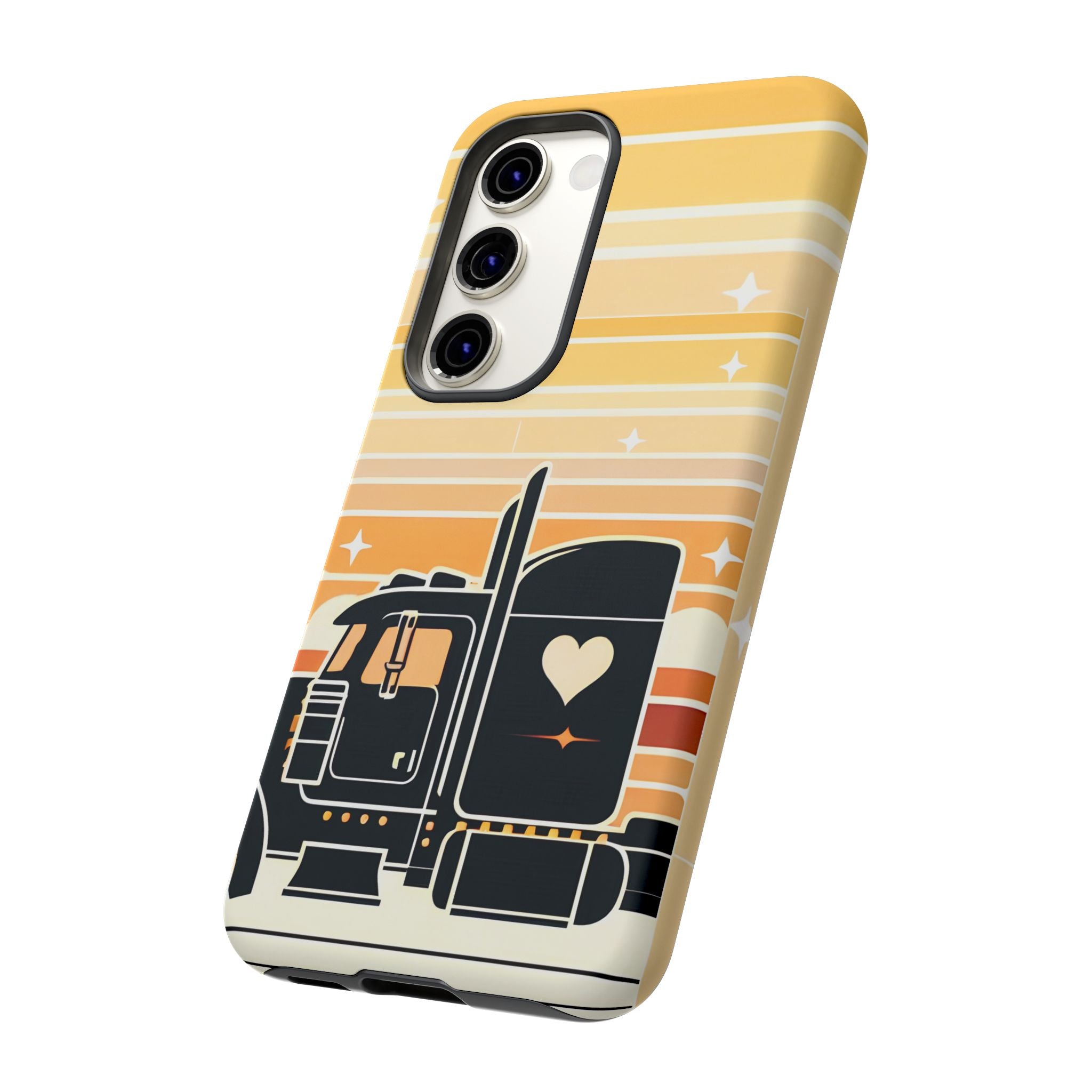 Trucker Heart Phone Case — Retro Semi Truck Protective Phone Cover