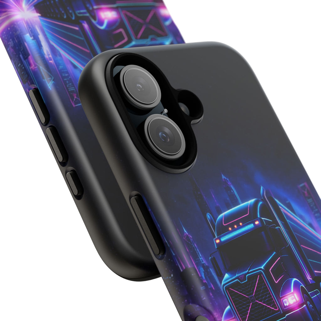 Neon Retro Rig Phone Case — Trucker Semi Truck Nightscape Protective Case