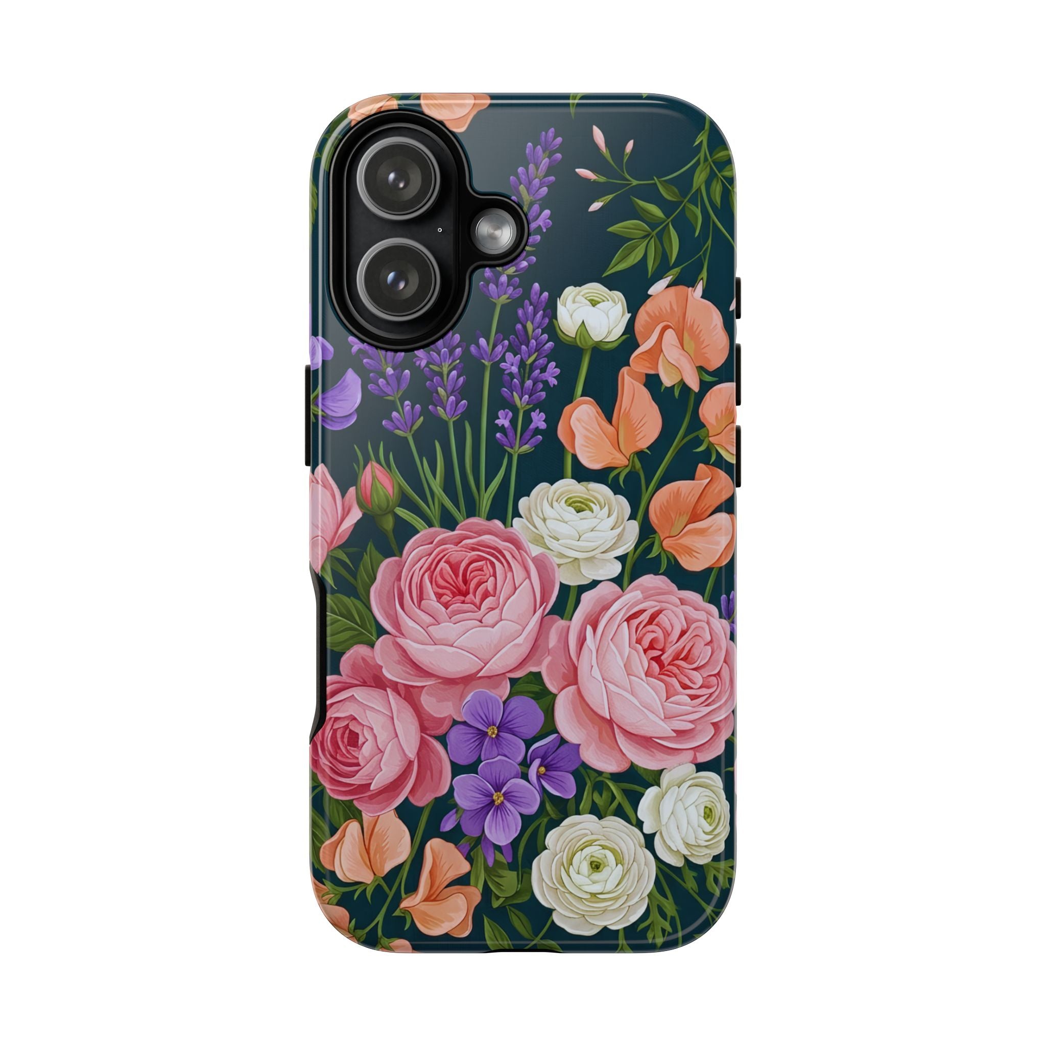 Floral Bouquet Phone Case — Vintage Roses & Lavender Protective Cover