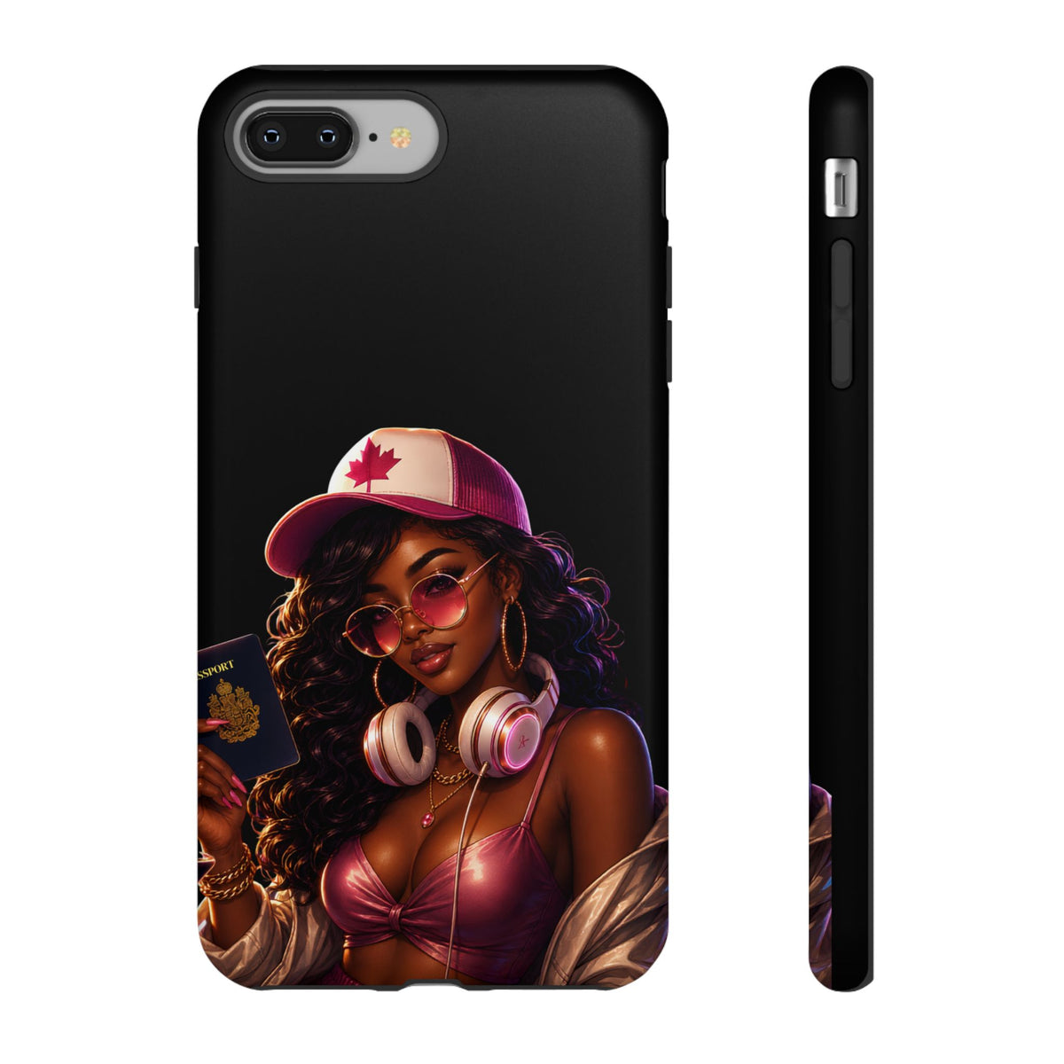 Phone Case - Cool Urban Woman with Headphones & Maple Hat