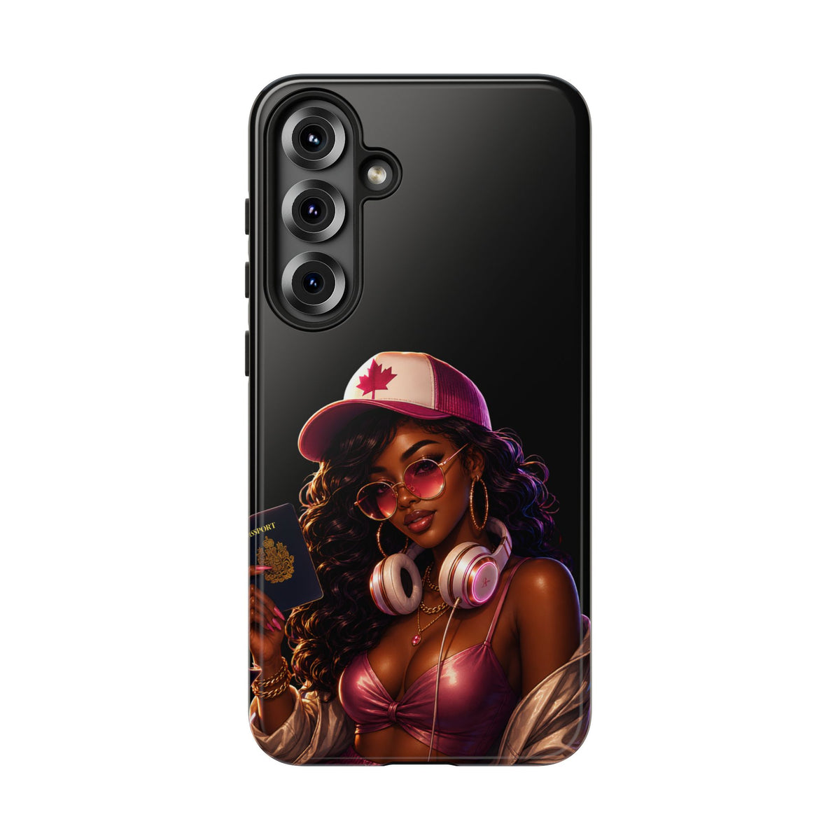 Phone Case - Cool Urban Woman with Headphones & Maple Hat