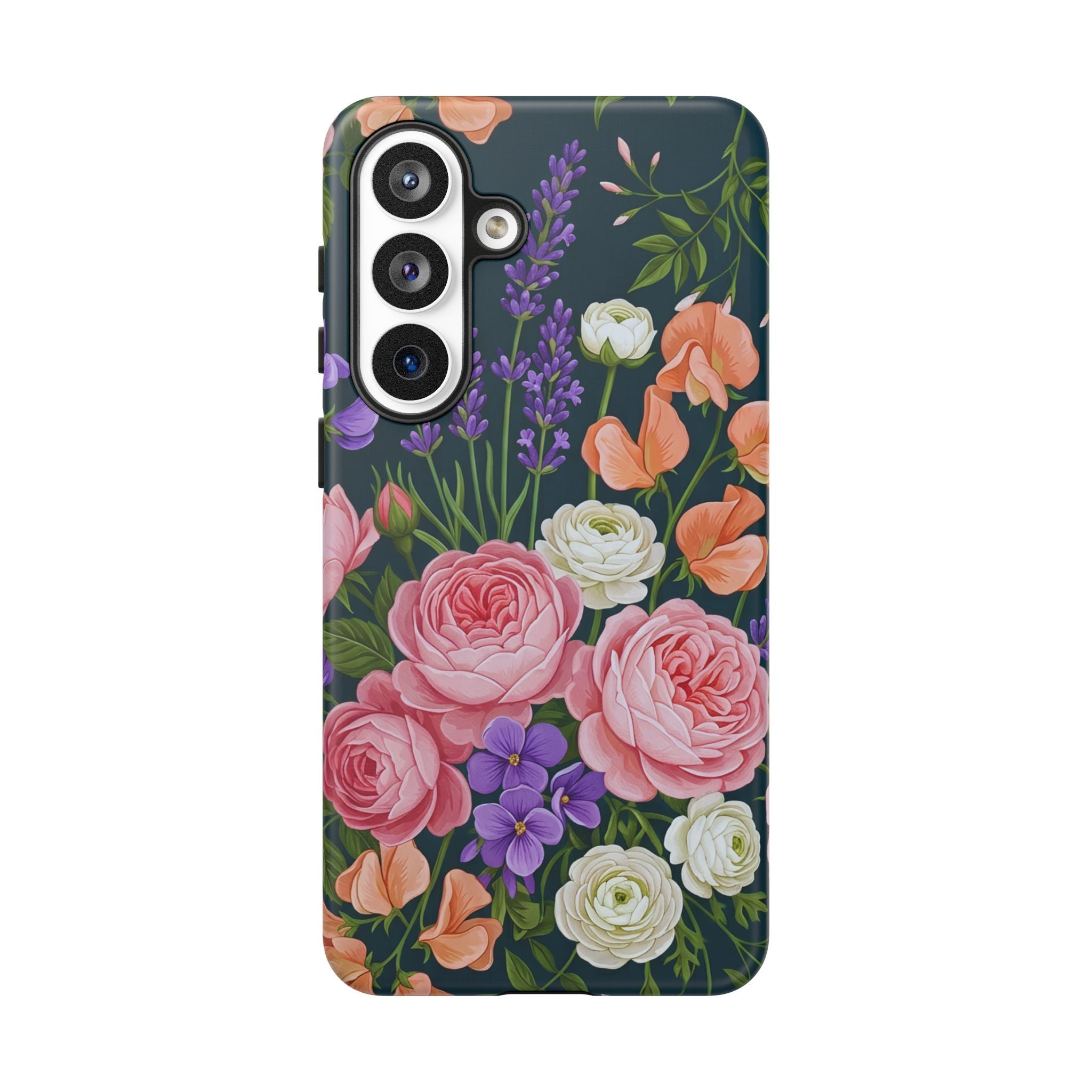 Floral Bouquet Phone Case — Vintage Roses & Lavender Protective Cover