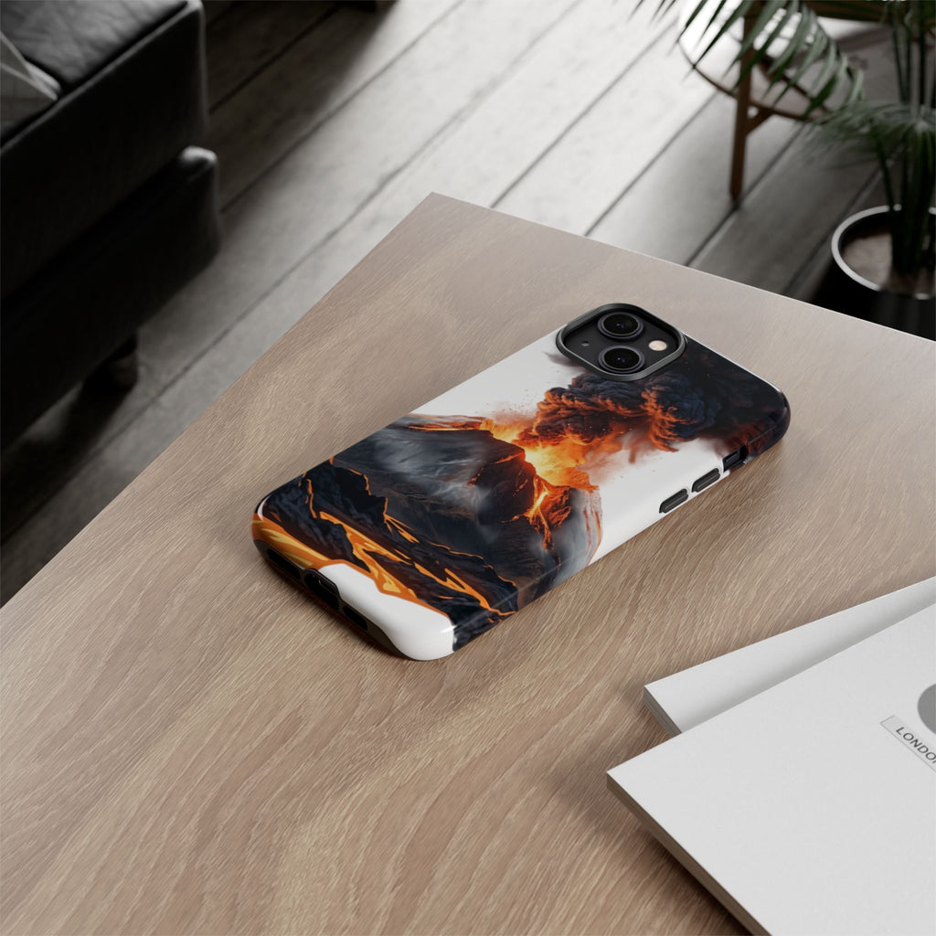 Volcano Eruption Tough Phone Case — Fiery Lava Protective Cover