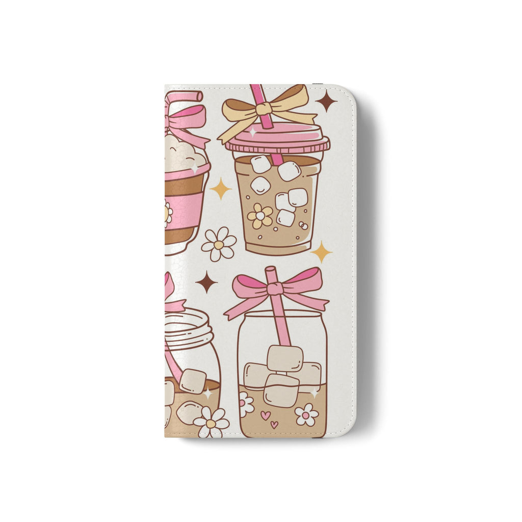 Cute Coffee & Latte Flip Phone Case – Cozy Boba & Dessert Wallet Cover
