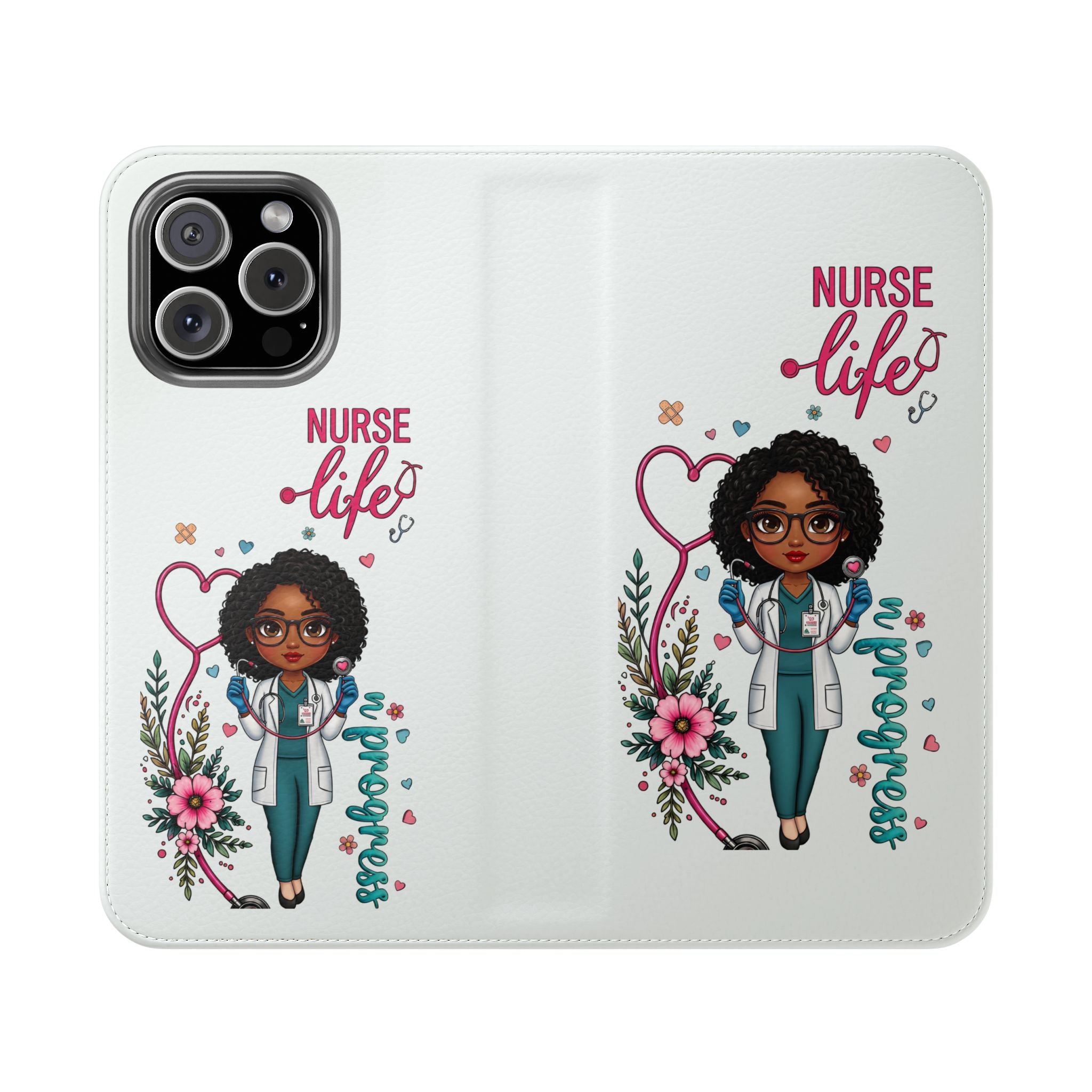 Nurse Life Floral Flip Phone Case - Medical RN Wallet Cover