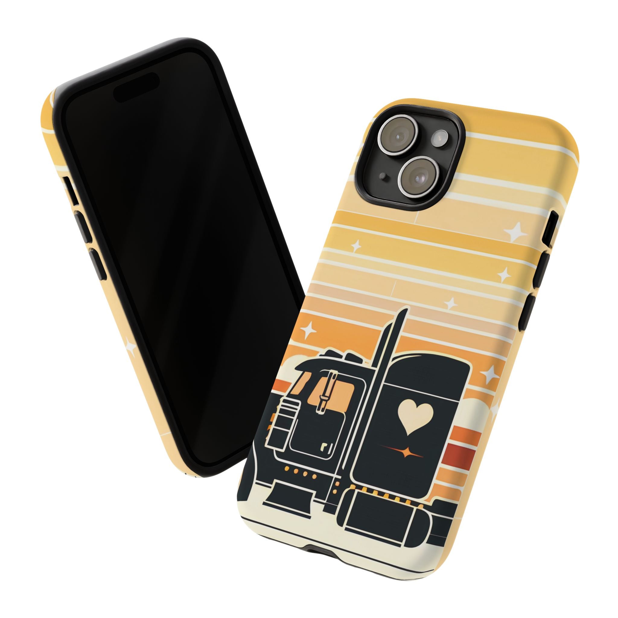Trucker Heart Phone Case — Retro Semi Truck Protective Phone Cover