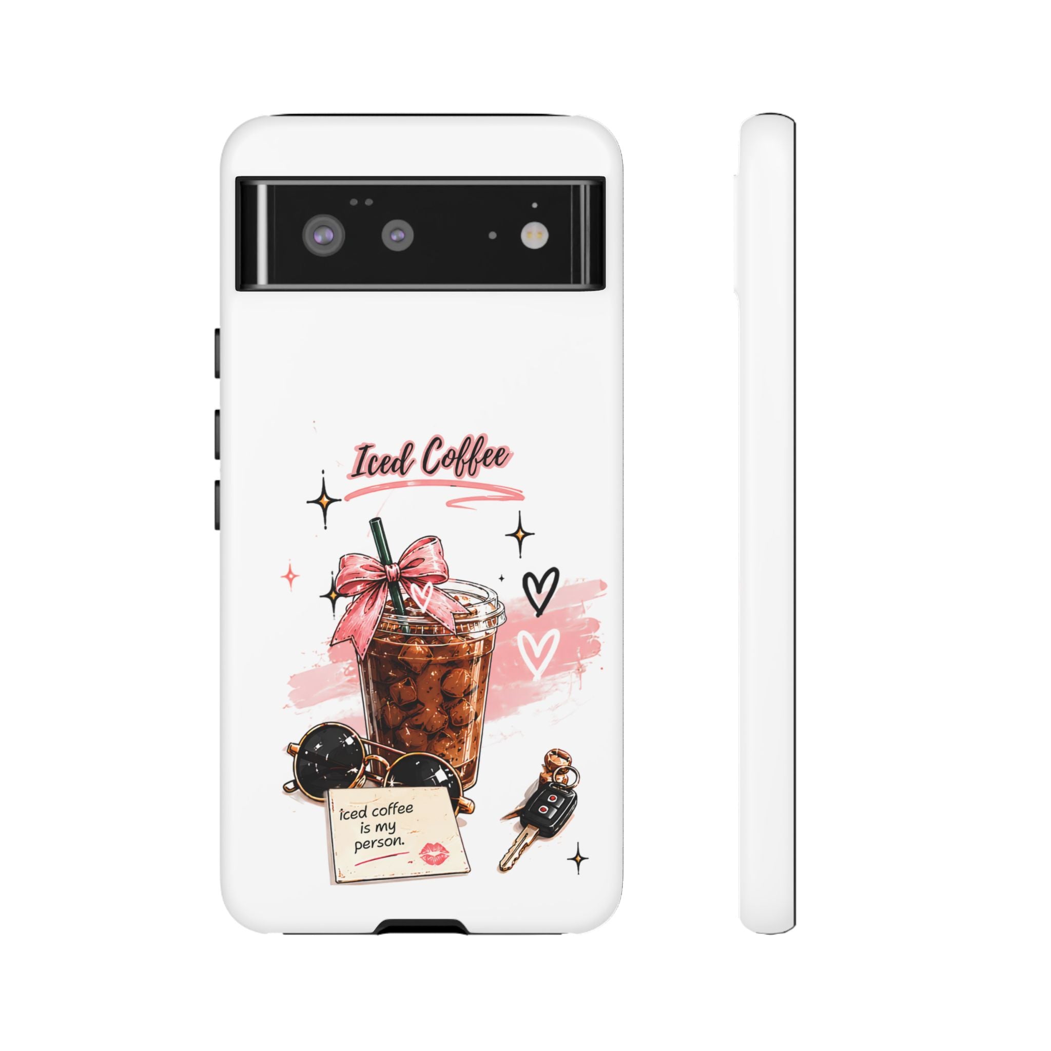 Iced Coffee Phone Case – Cute Pink Boba Design ("Iced coffee is my person")