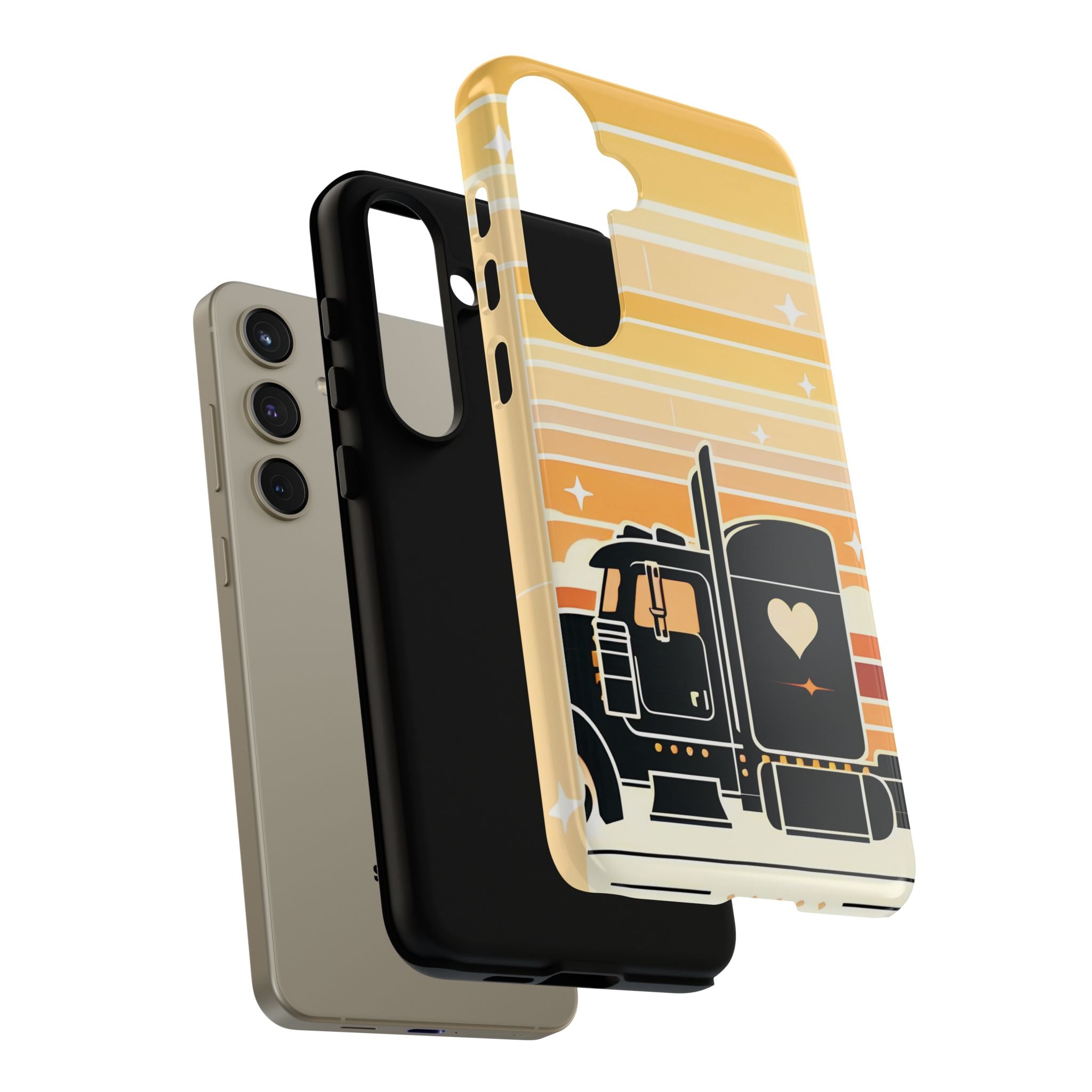 Trucker Heart Phone Case — Retro Semi Truck Protective Phone Cover