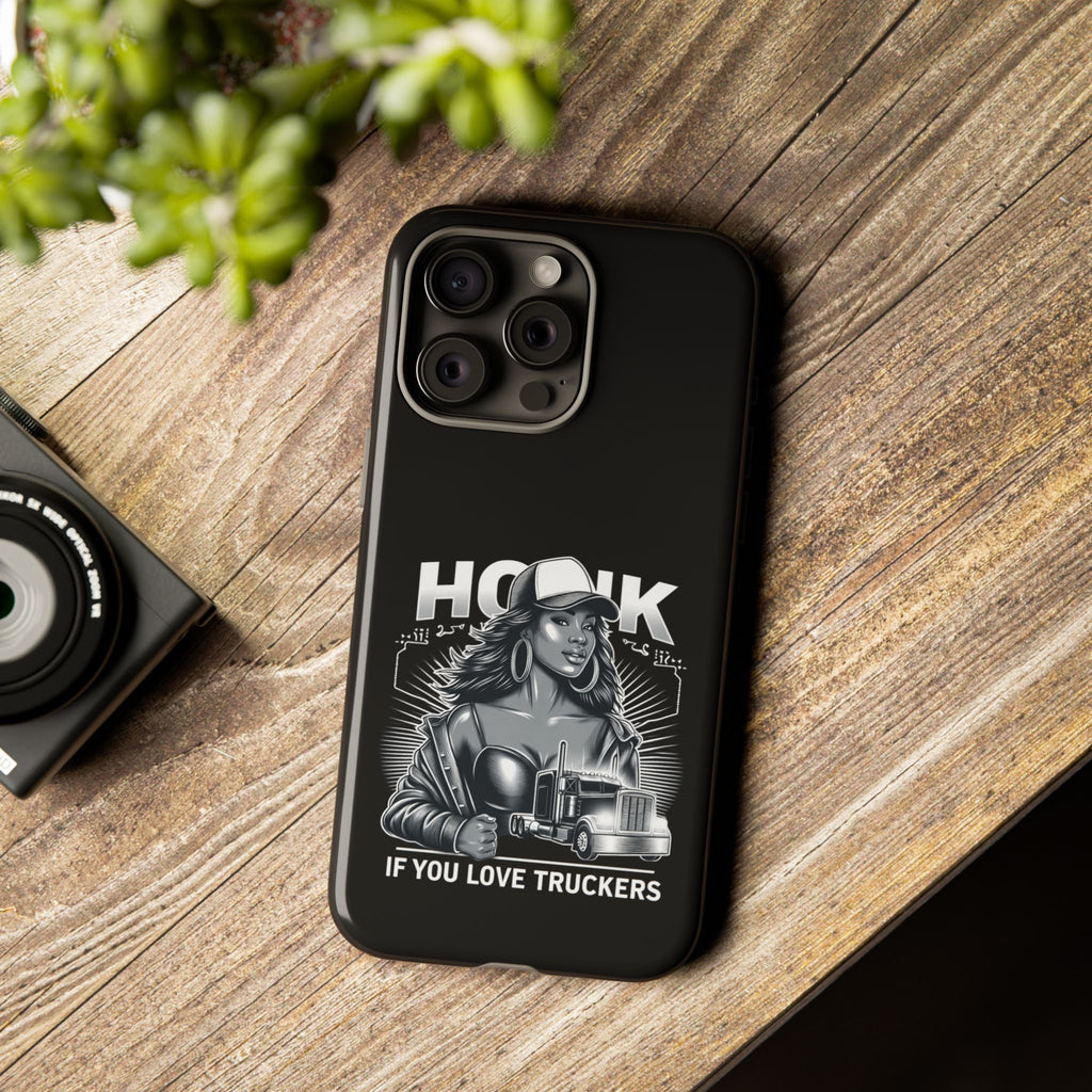 Phone Case — 'Honk' Trucker Girl Retro Semi Truck Protective Case