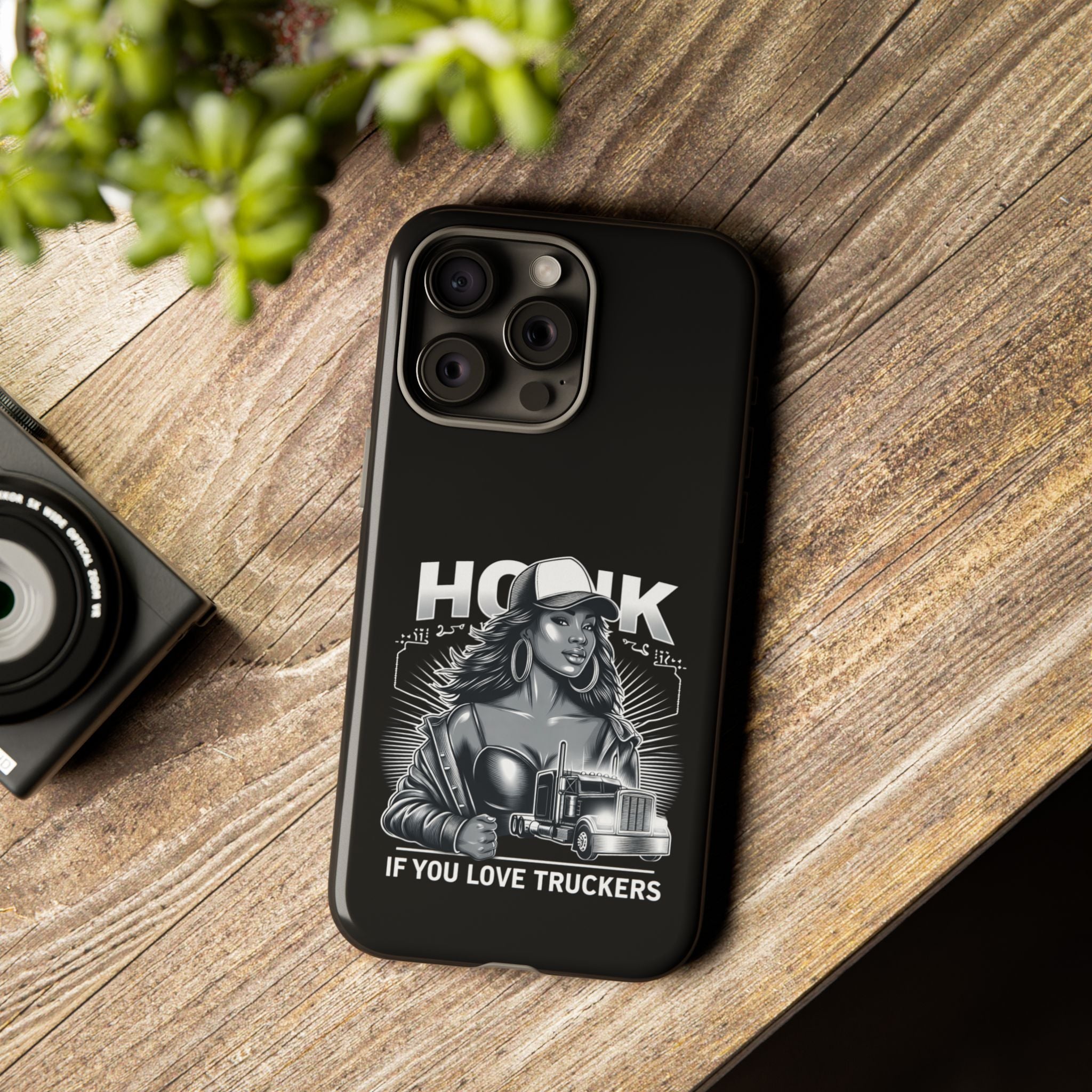 Phone Case — 'Honk' Trucker Girl Retro Semi Truck Protective Case