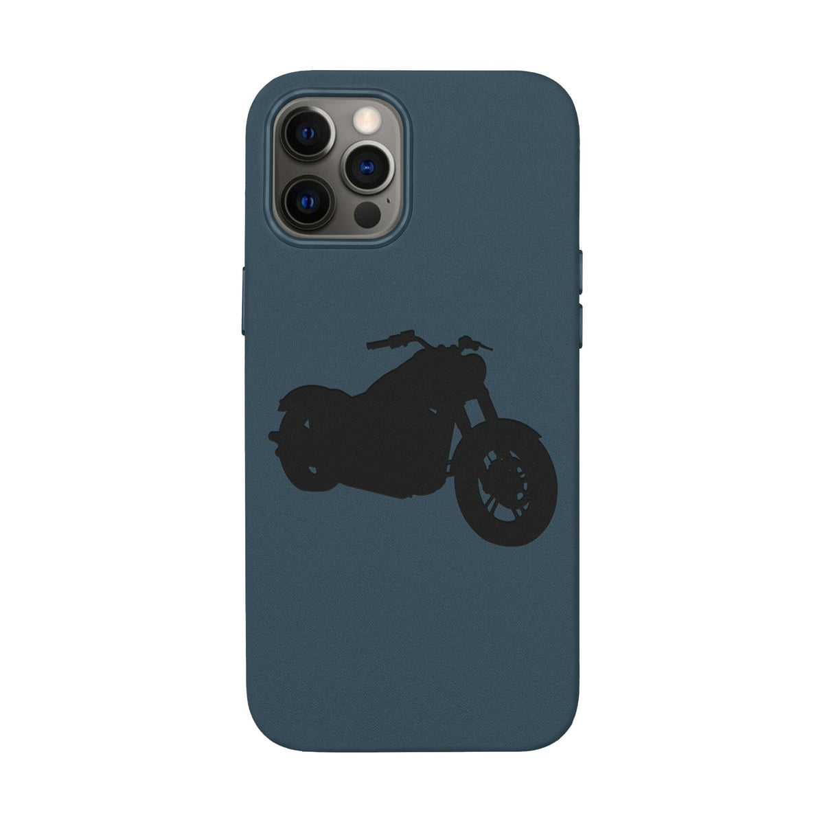 Engraved PU Leather Phone Case — Motorcycle Silhouette