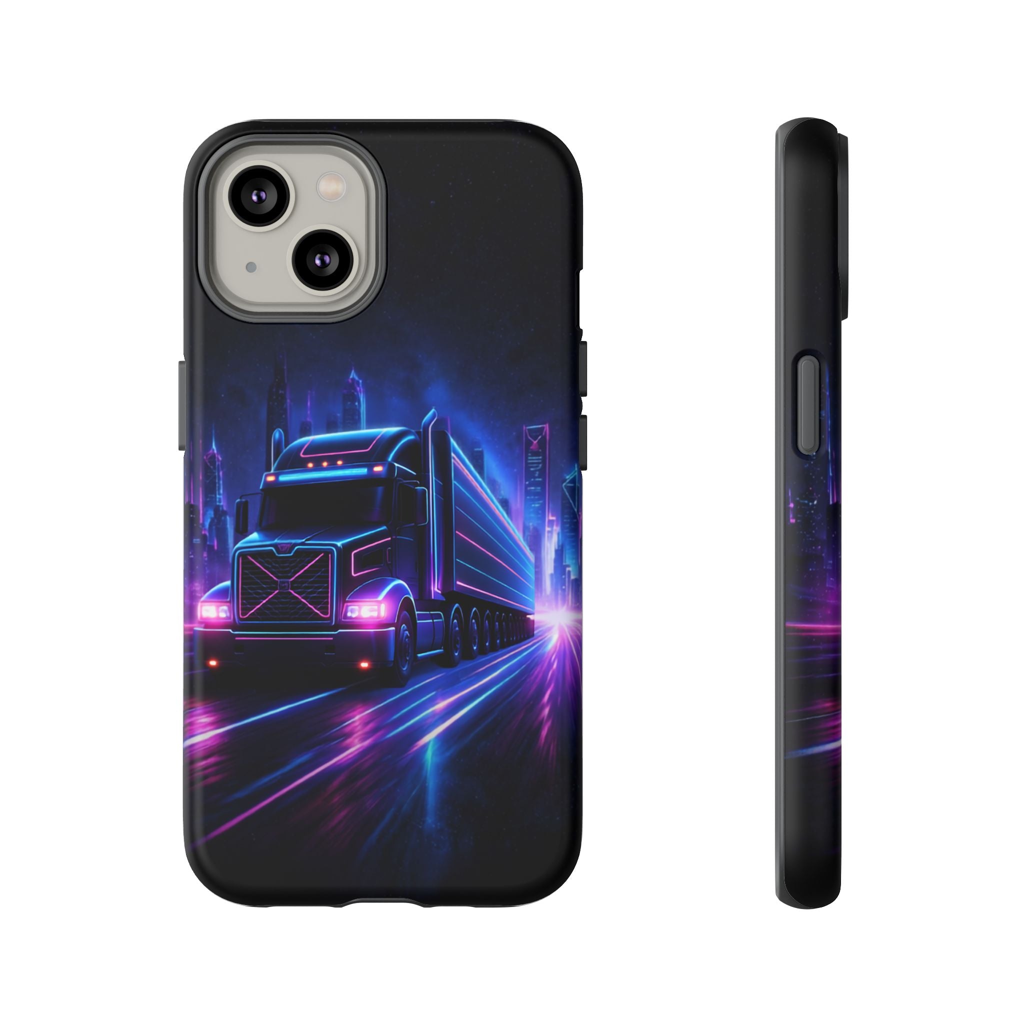 Neon Retro Rig Phone Case — Trucker Semi Truck Nightscape Protective Case