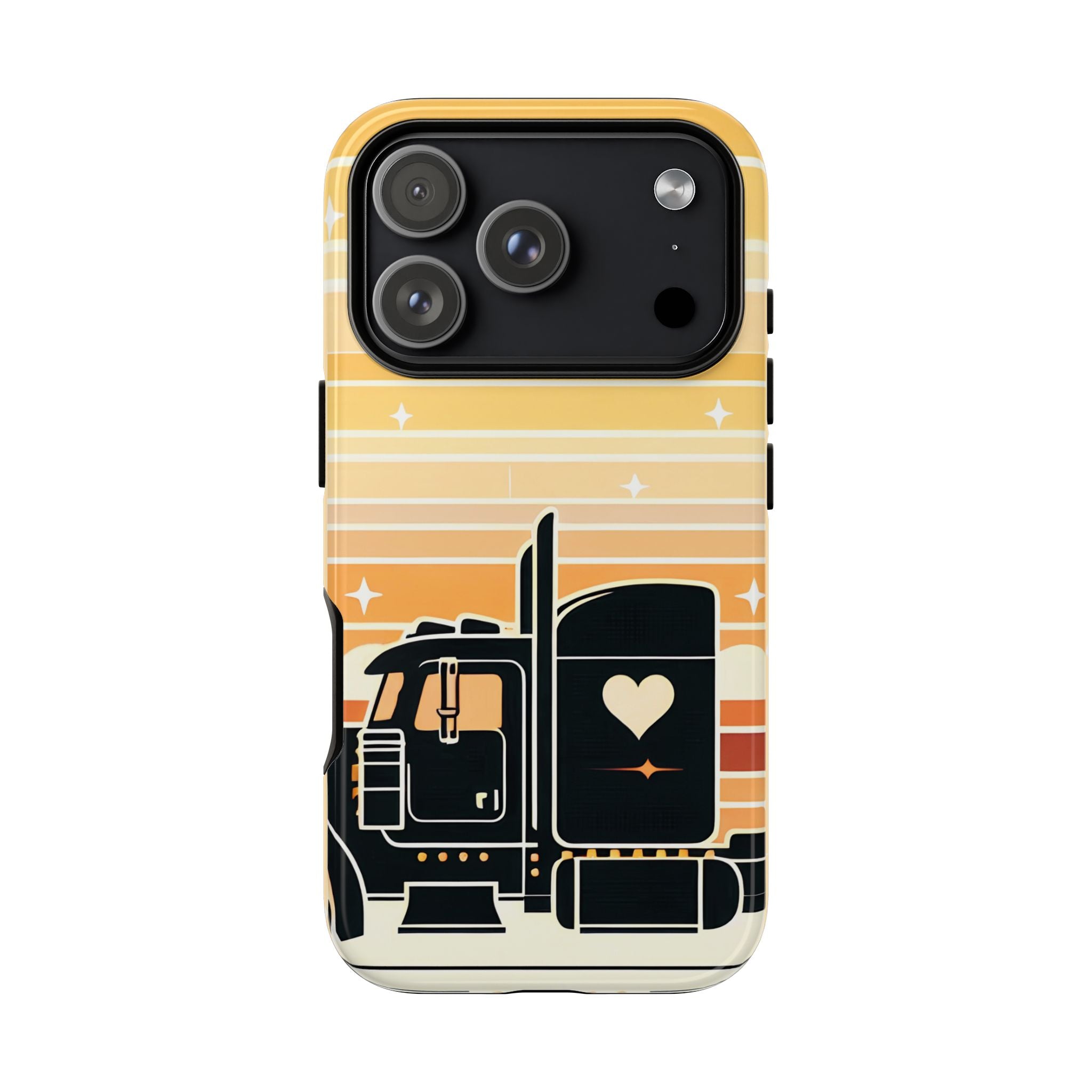 Trucker Heart Phone Case — Retro Semi Truck Protective Phone Cover
