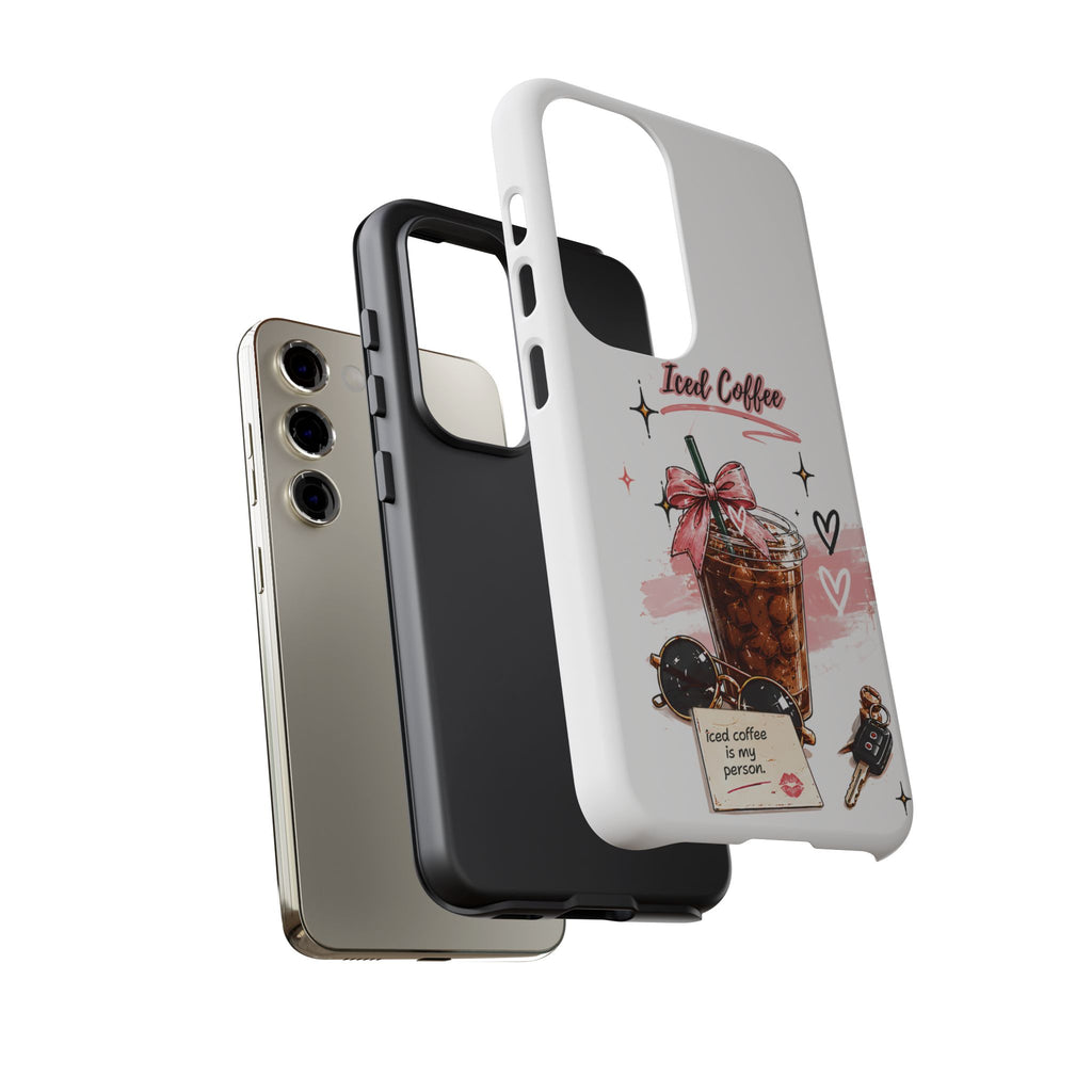 Iced Coffee Phone Case – Cute Pink Boba Design ("Iced coffee is my person")