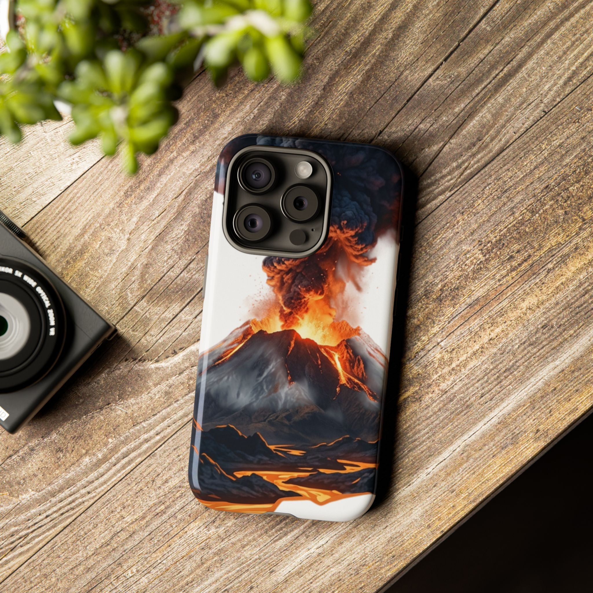 Volcano Eruption Tough Phone Case — Fiery Lava Protective Cover