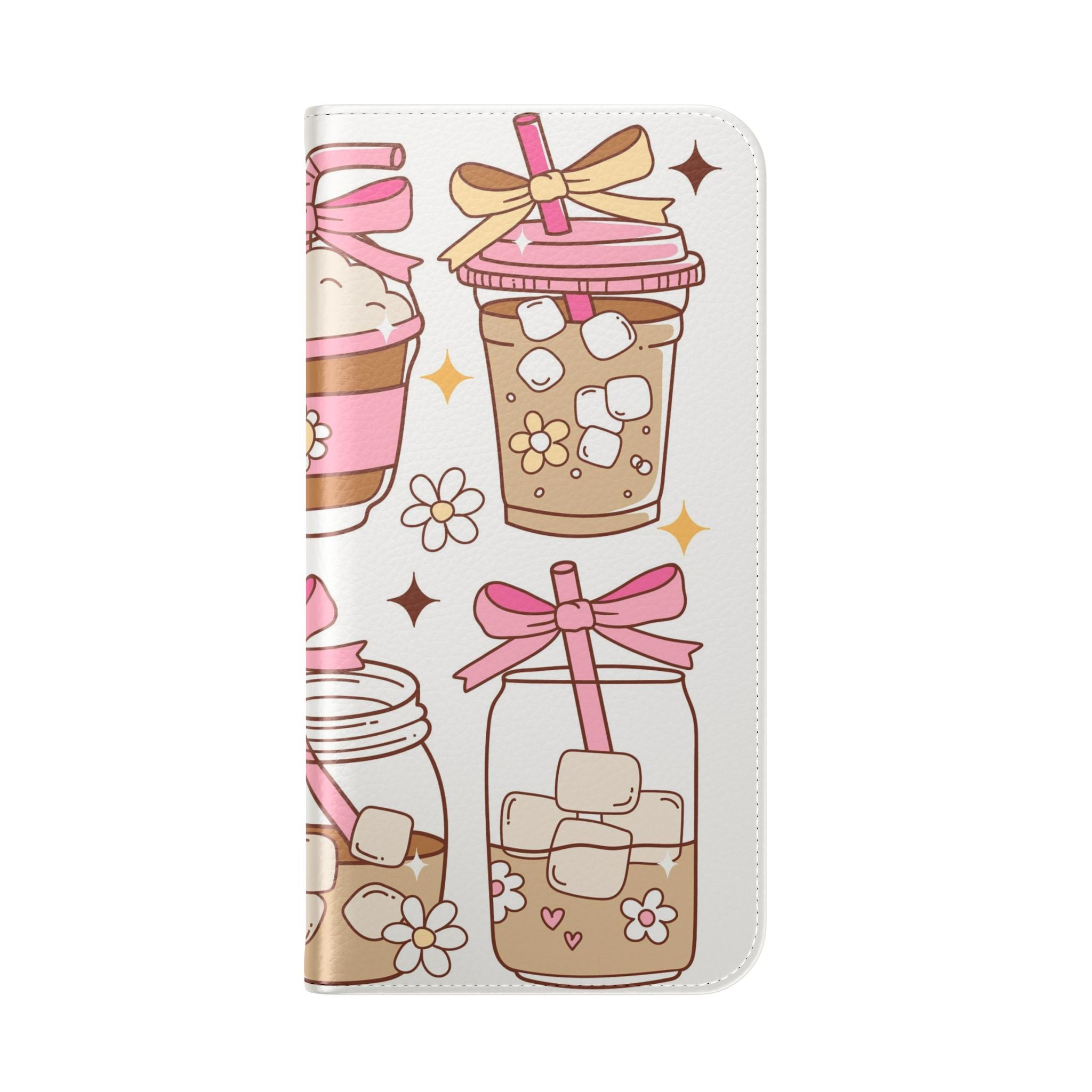 Cute Coffee & Latte Flip Phone Case – Cozy Boba & Dessert Wallet Cover