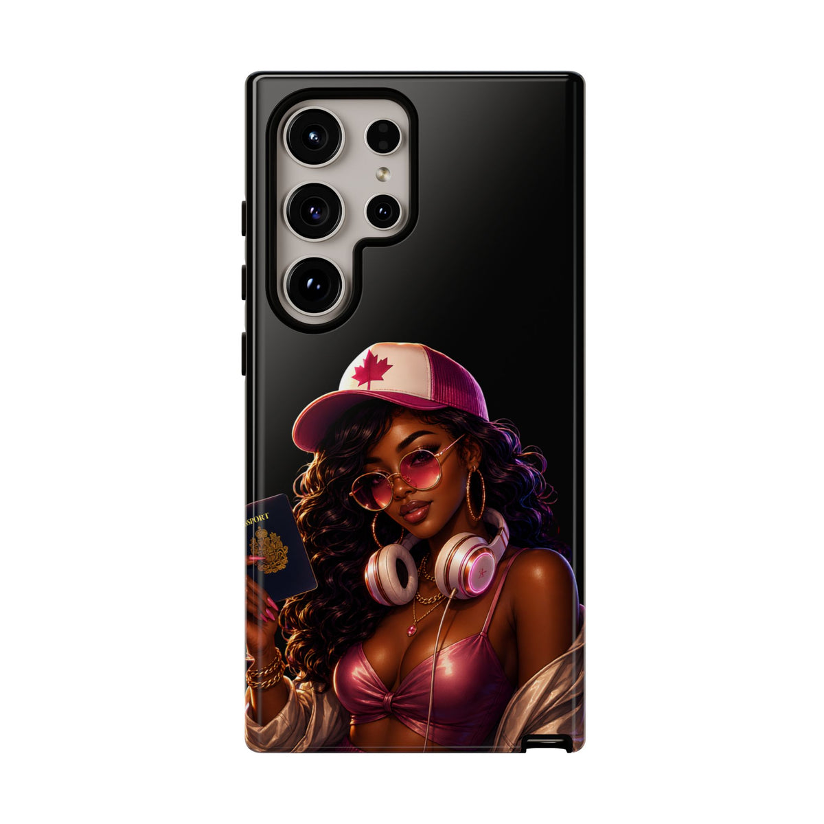 Phone Case - Cool Urban Woman with Headphones & Maple Hat