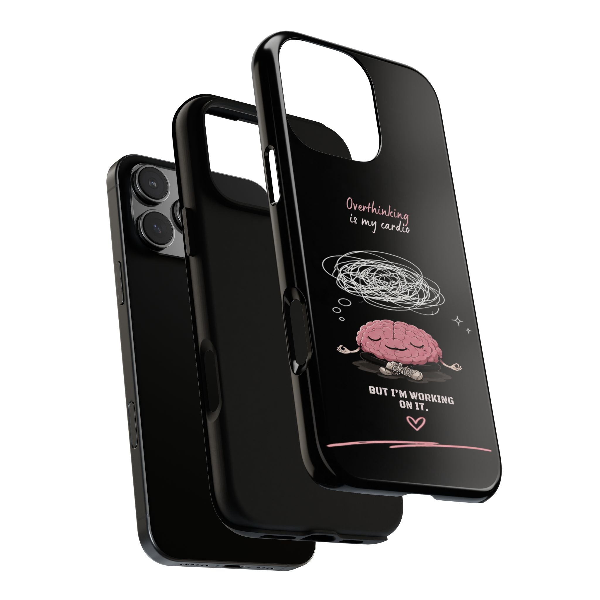 Phone Case — "Overthinking Is My Cardio" Cute Meditating Brain Protective Case