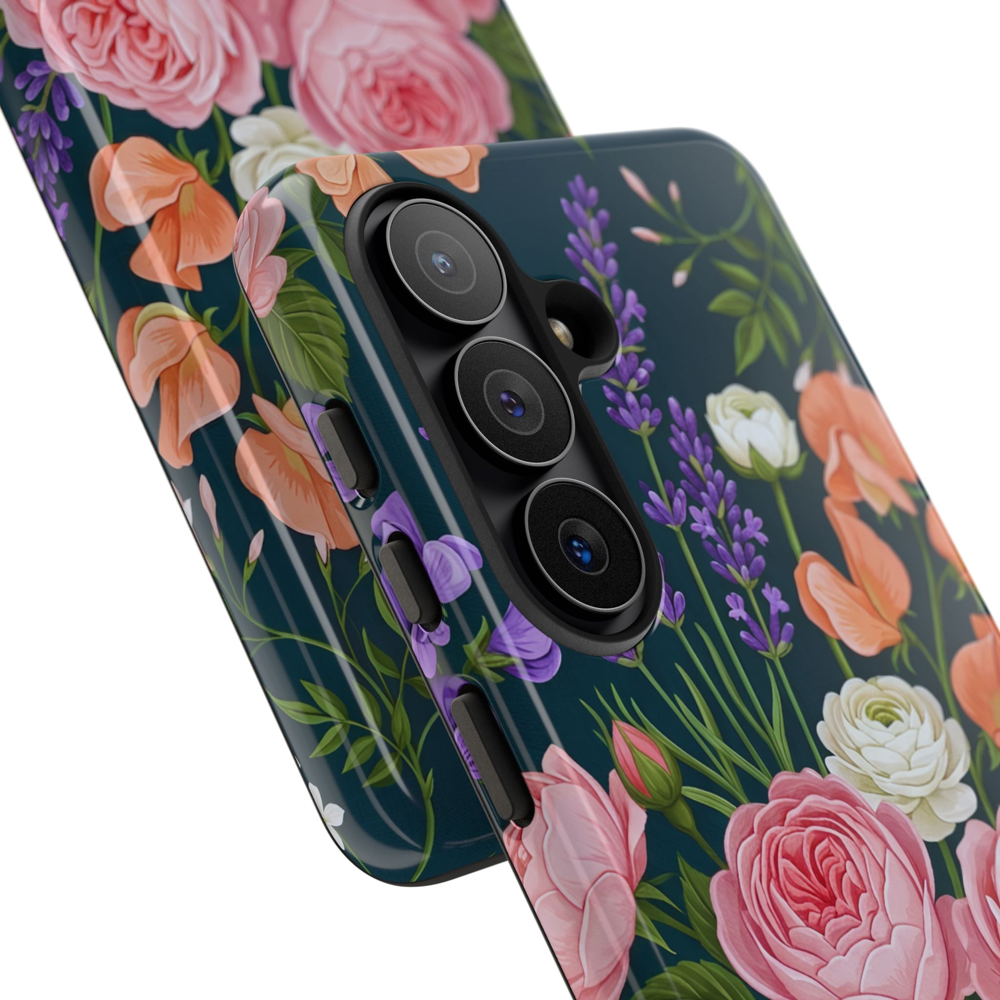 Floral Bouquet Phone Case — Vintage Roses & Lavender Protective Cover