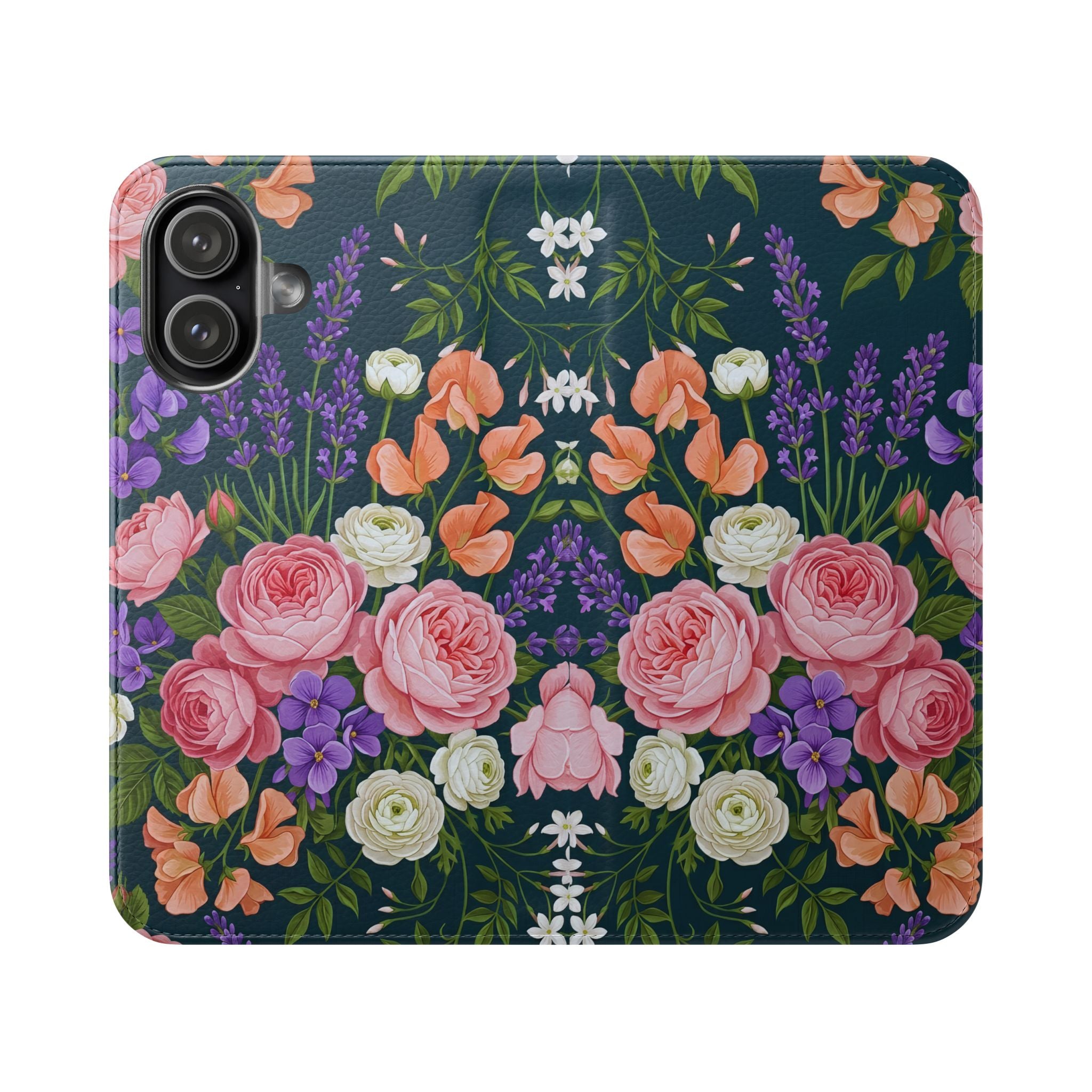 Floral Flip Phone Case -Wallet Cover with Card Slots