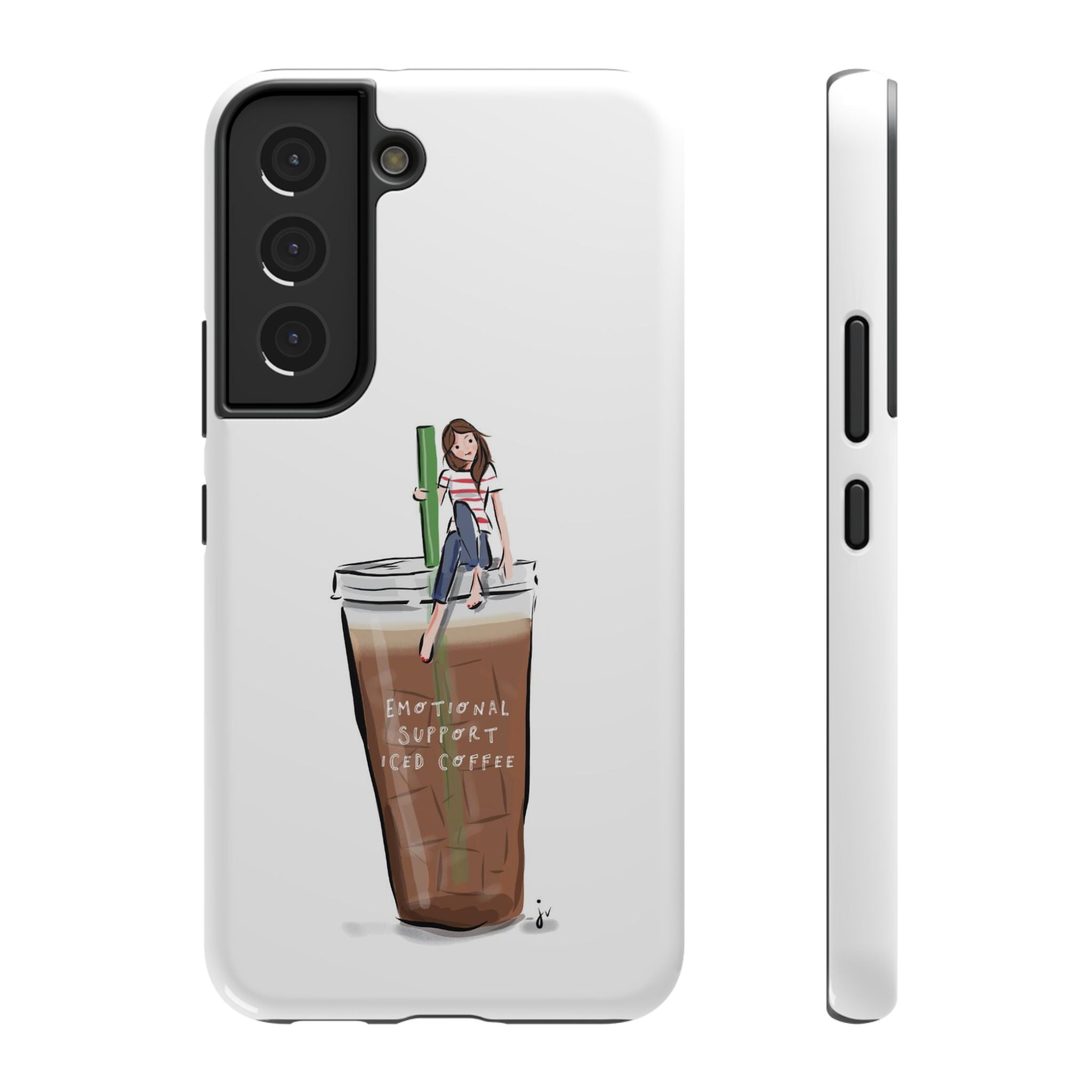 Iced Coffee & Me Phone Case — Cute Illustration 'Emotional Support Iced Coffee' Impact-Resistant Case