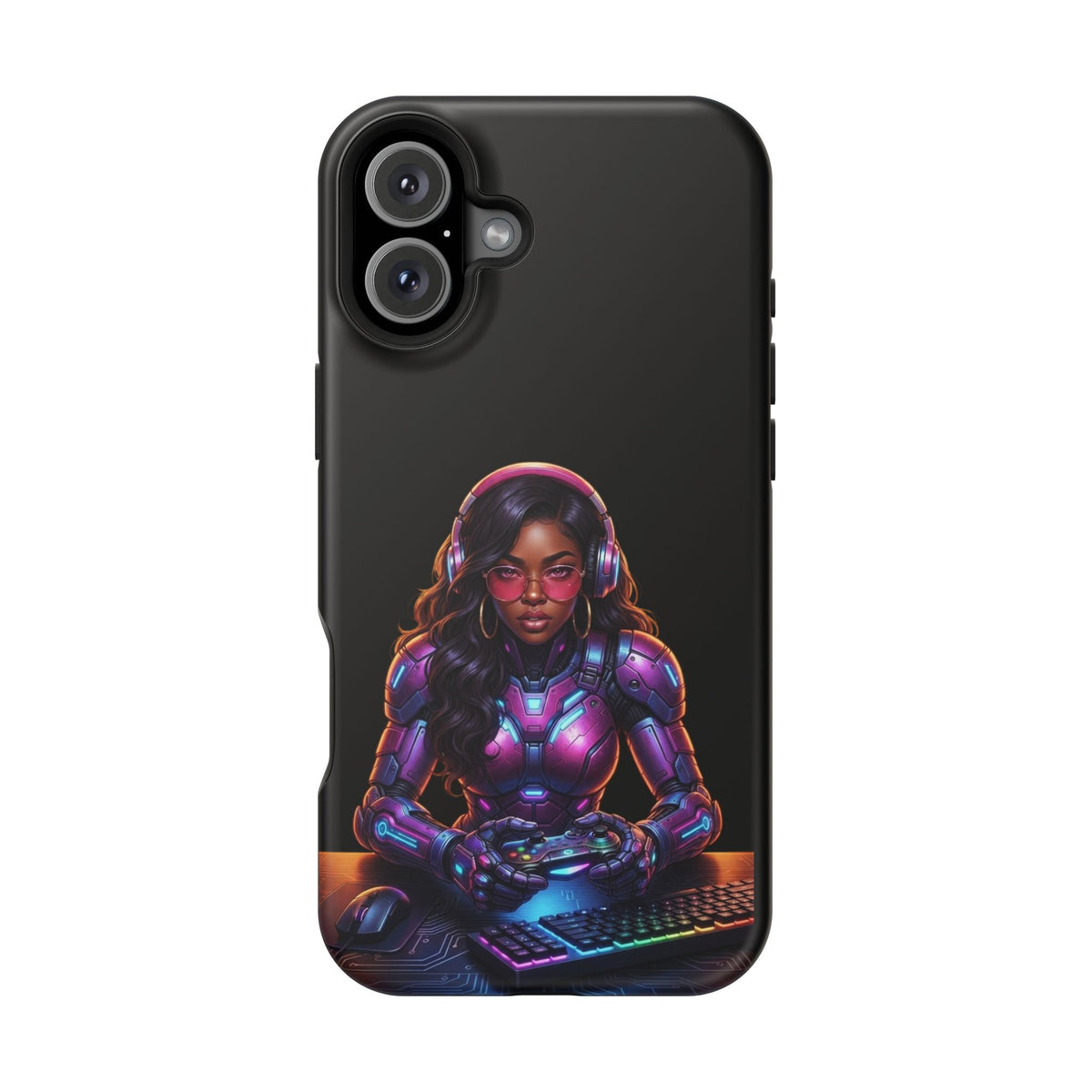 Gamer Girl Cyber Armor Phone Case — Impact‑Resistant Protective Cover